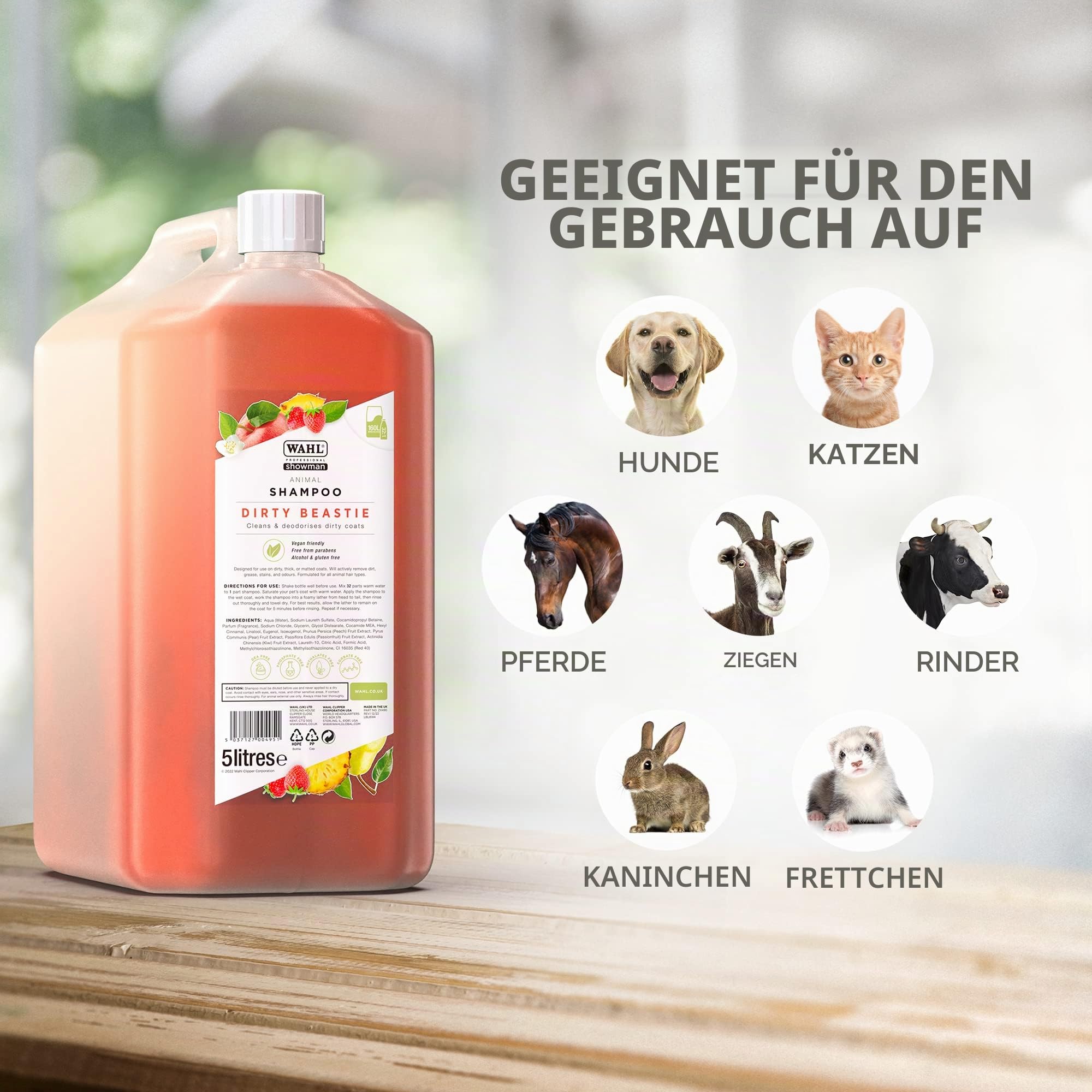 WAHL Dirty Beastie Dog Shampoo - 5 l, 32:1 Konzentrat, vegane Formel für schmutziges, Dickes oder verfilztes Fell, reinigt und desodoriert