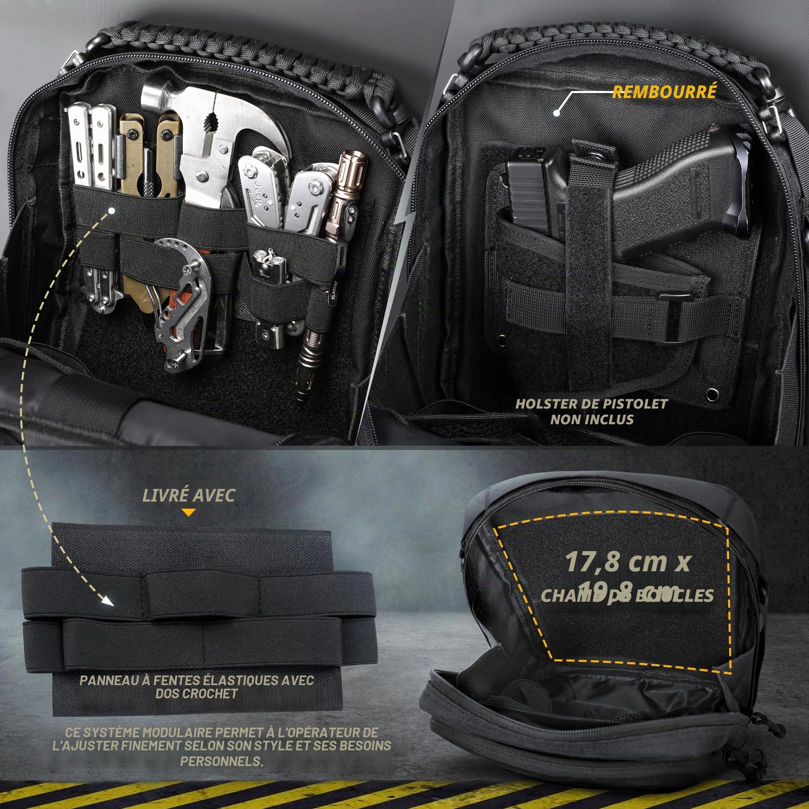 WYNEX Pochette Molle Tactique Trousse à Outils Utilitaire Poche Molle Supplémentaire Pour Sac à Dos Gilet Tactique Militaire Sacoche de Rangement Portable, Avec Panneau d’Insertion de Sangle Élastique