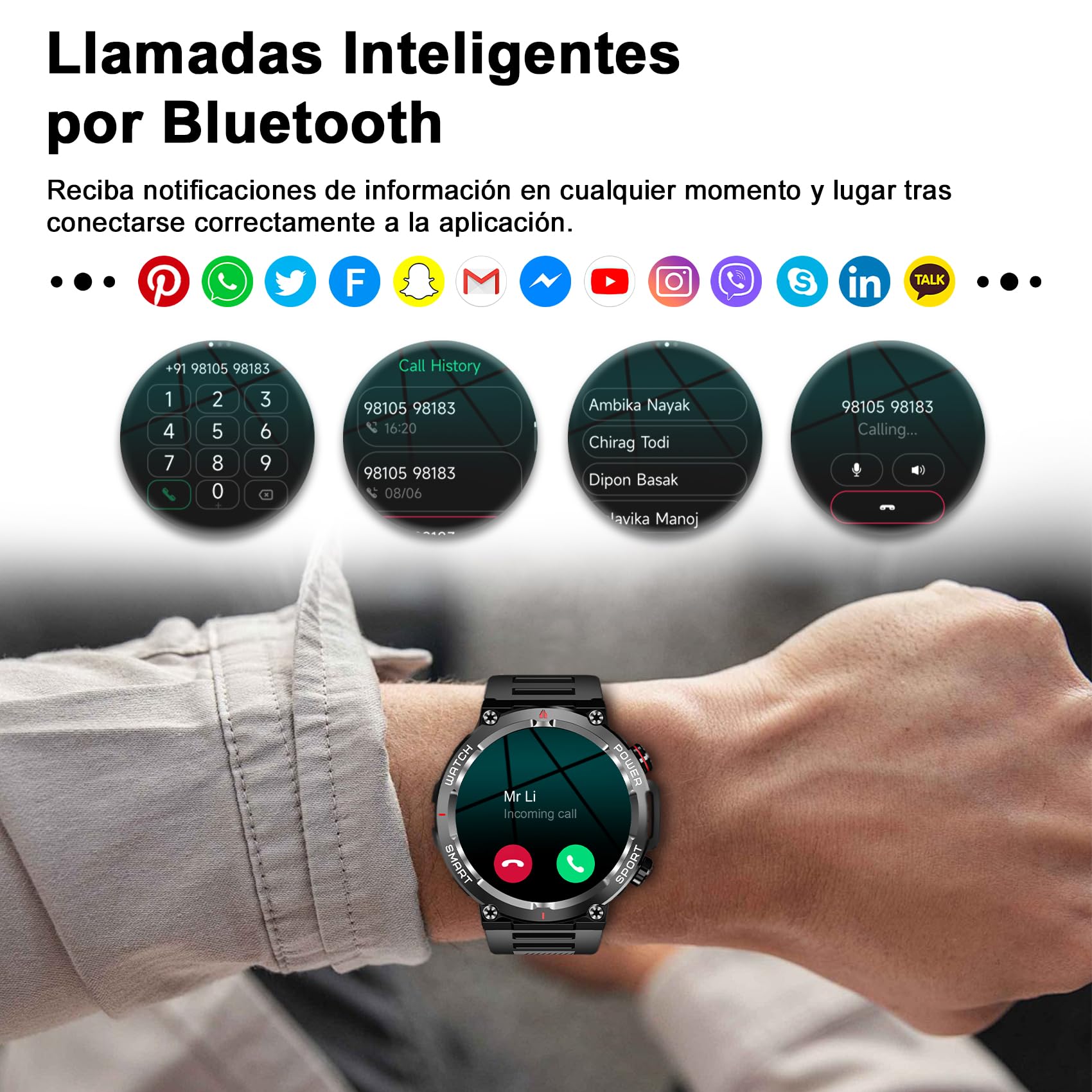 Blackview Reloj Inteligente Hombre - Llamadas Bluetooth, 1,39" Smartwatch con Pulsómetro/Oxímetro (SpO2)/Monitor de Sueño/Podómetro, 100 Modos Deportivos Pulsera Actividad para Android iOS (2 Correas)