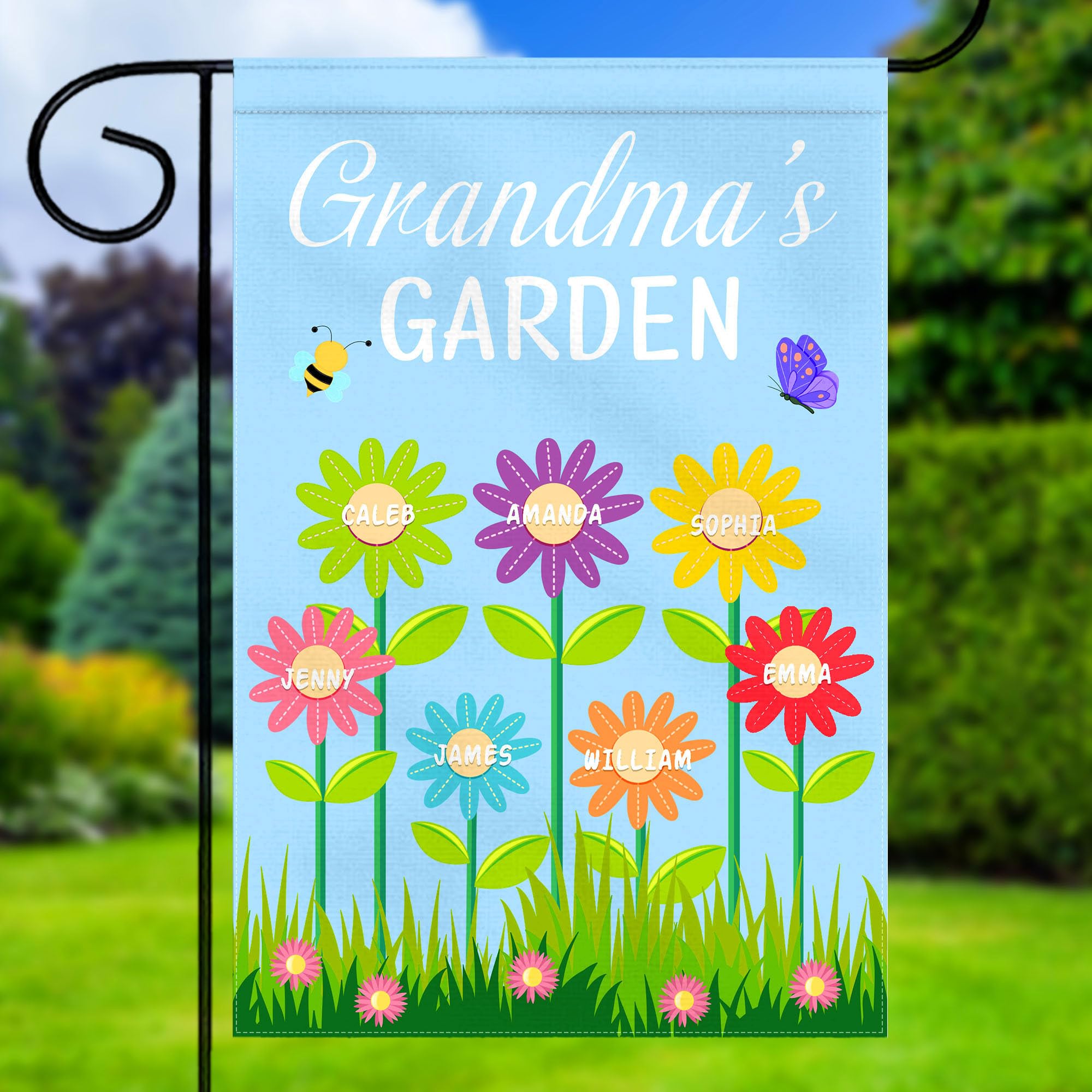Custom Grandma's Garden Flag Personalized Nana and Papa Flag Customized Grandskid's Name Double Sided Outdoor Yard Decor Family Party Flag