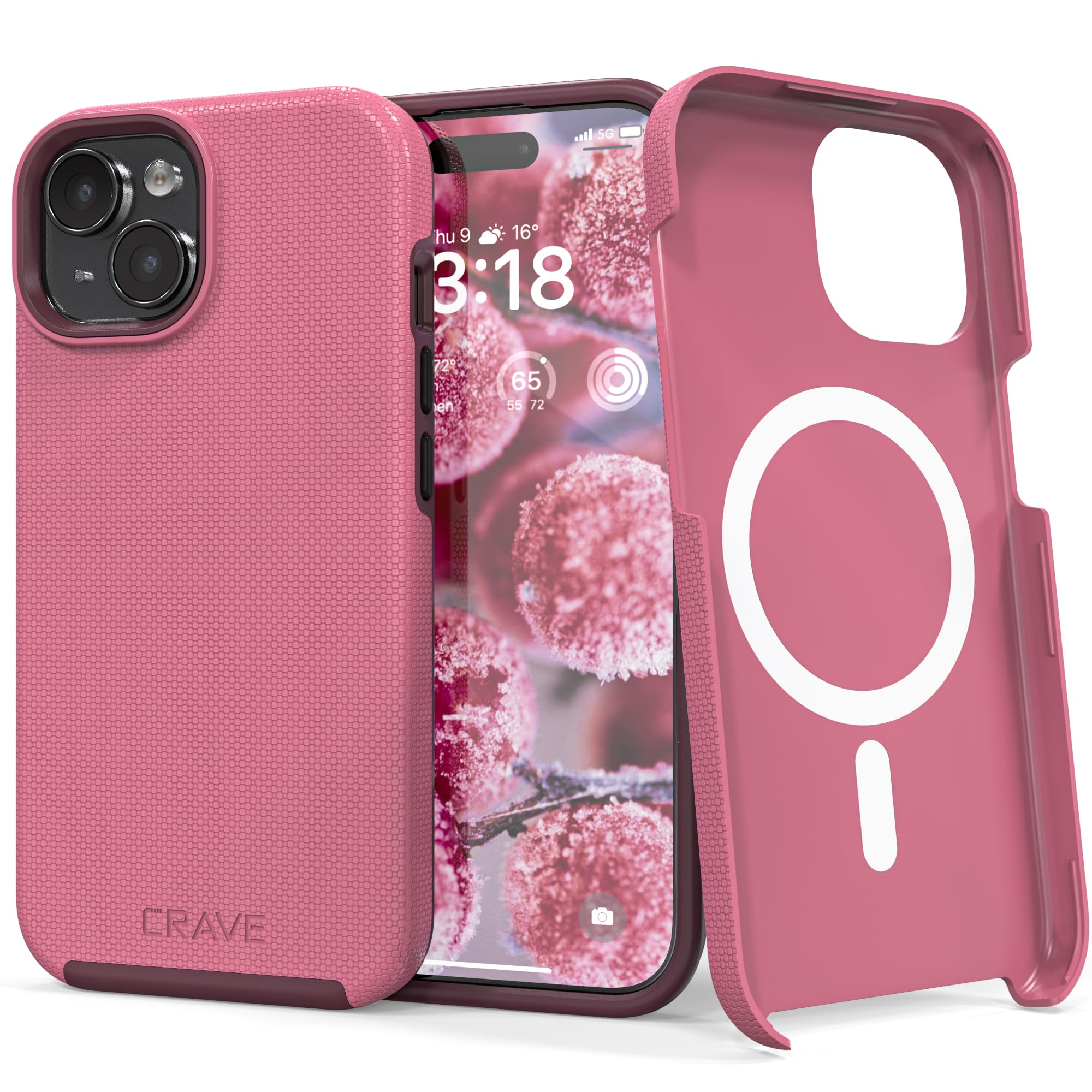Crave Dual Guard Compatible with iPhone 15 Case, Compatible with MagSafe Shockproof Protection Dual Layer Case for Apple iPhone 15 (6.1") - Berry