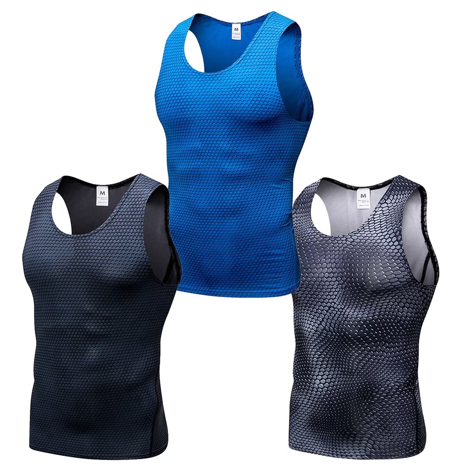 3 Pack Running Muscle Tank Top for Men Quick Dry Workout Sleeveless Tops Breathable Shirts Training Bodybuilding Vest