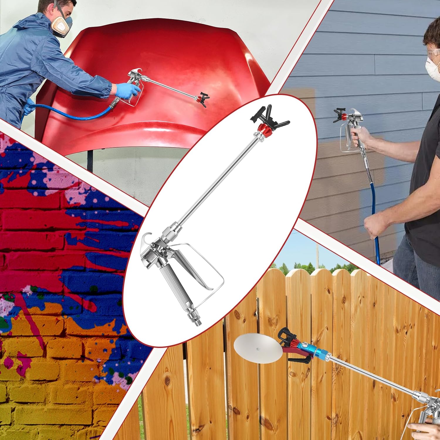 22PCS Airless Paint Sprayer Gun Kit, 3600PSI Spray Gun with 50FT Hose, 6 Reversible Spray Tips (211/313/415/515/517/623), 4 Extension Rods, Tip Guards, Filters, Fits for Indoor/Outdoor Painting