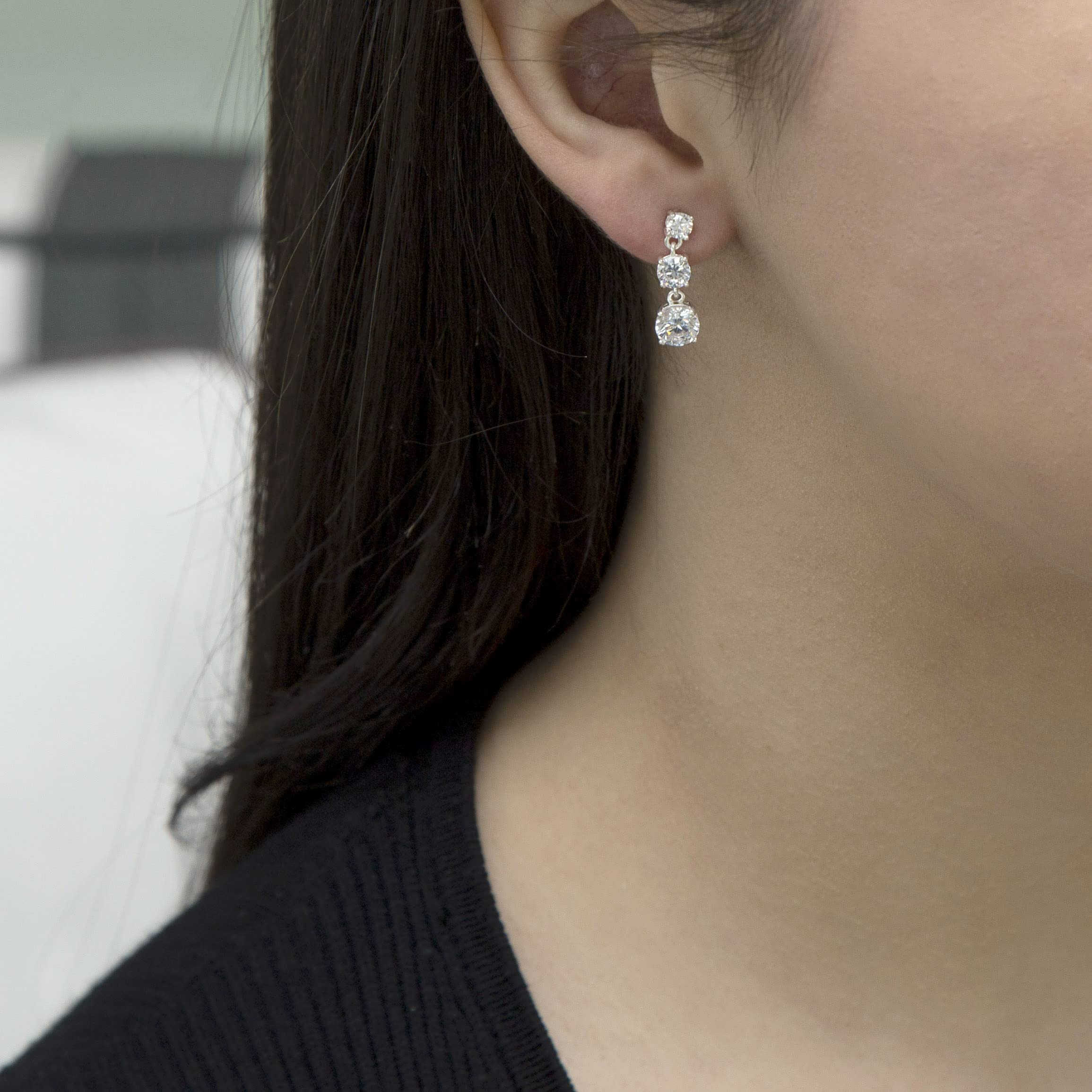 Tuscany Silver Orecchini pendenti tripli con zirconi in argento sterling per donna