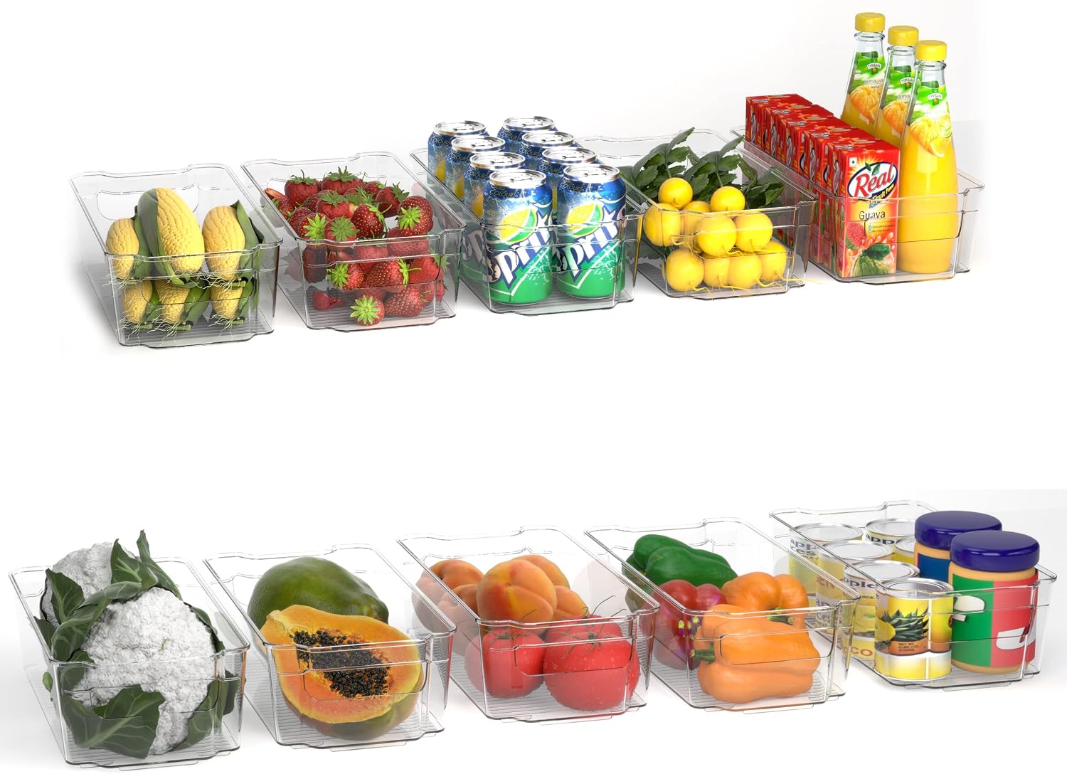 Utopia Home Pantry Organizer - Set of 10 Refrigerator Organizer Bins - Fridge Organizer for Freezers, Kitchen Countertops and Cabinets - BPA Free (Clear)