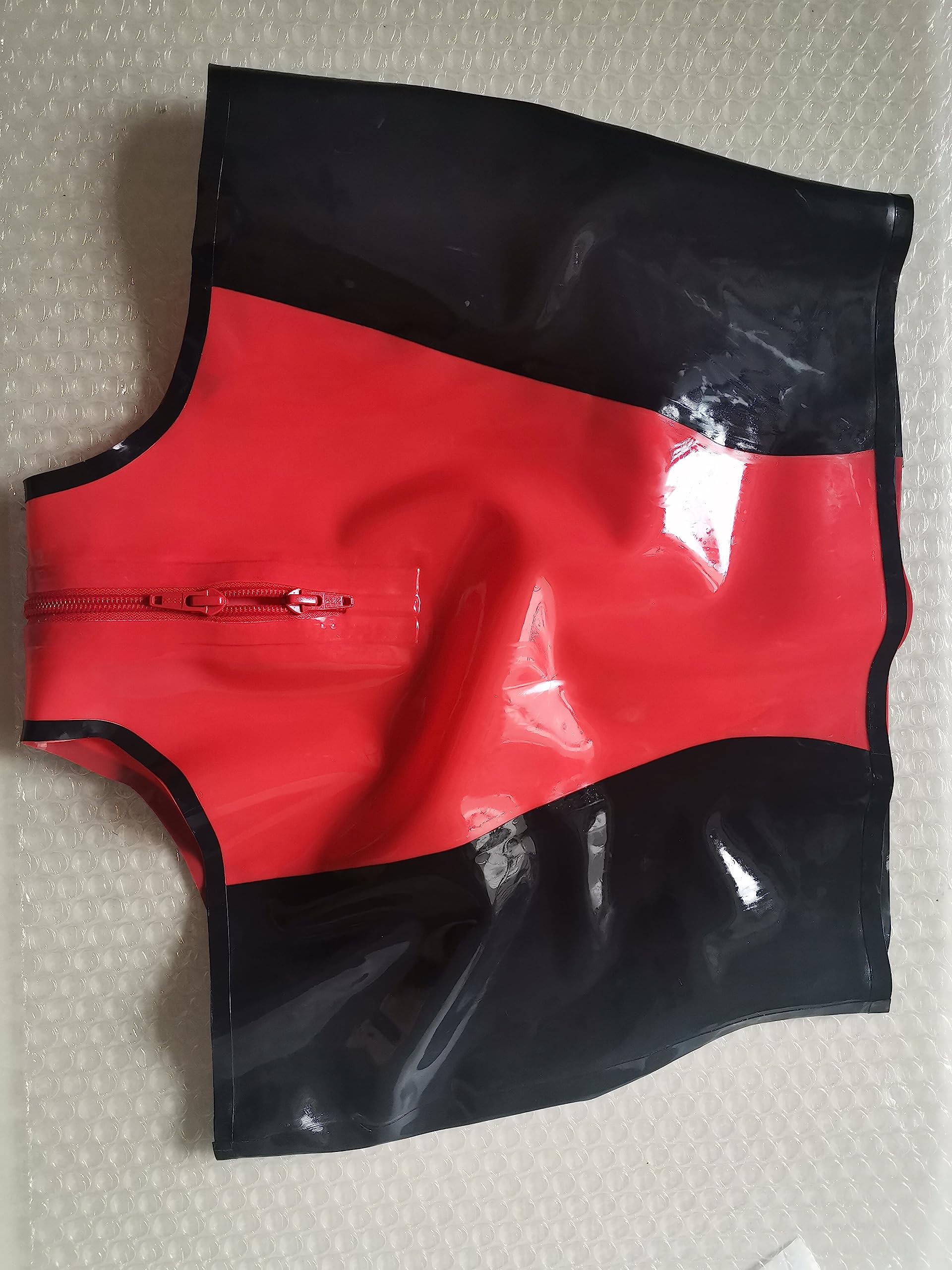 MFMYEE SM Bondage Höschen -Latex Damen Slips Schritt Reißverschluss Gespleißte Farbe Shorts Club Wear Gummihose