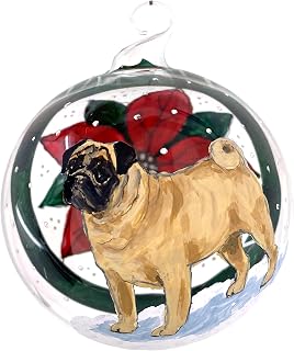 Pug Dog Glass Ornament – Austrian Glass Blown Hand Painted Art