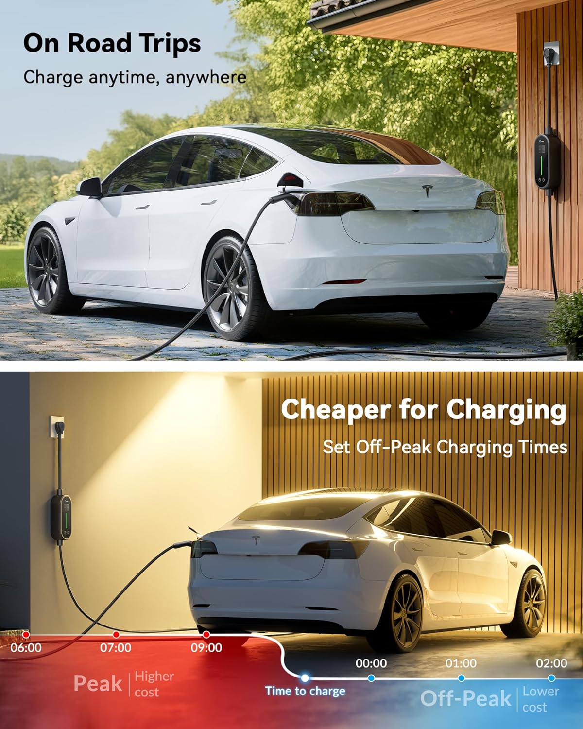 Level 2 Tesla Mobile Charger, 32A/240V - 7.68KW Portable Home Charging Cable for Model 3/Y/S/X, Adjustable Amps, Apartment-Friendly, 25ft Tesla Universal Wall Charger with NEMA 14-50 Plug