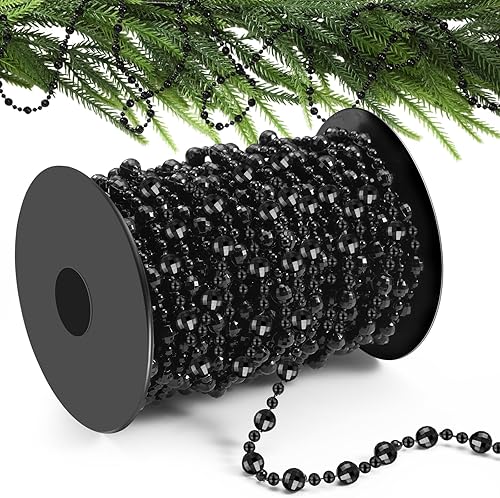 Pangda Guirnalda de cuentas de 49 pies para árbol de Navidad, hilo de perlas artificiales de plástico, cadena de rollo para Navidad, manualidades,