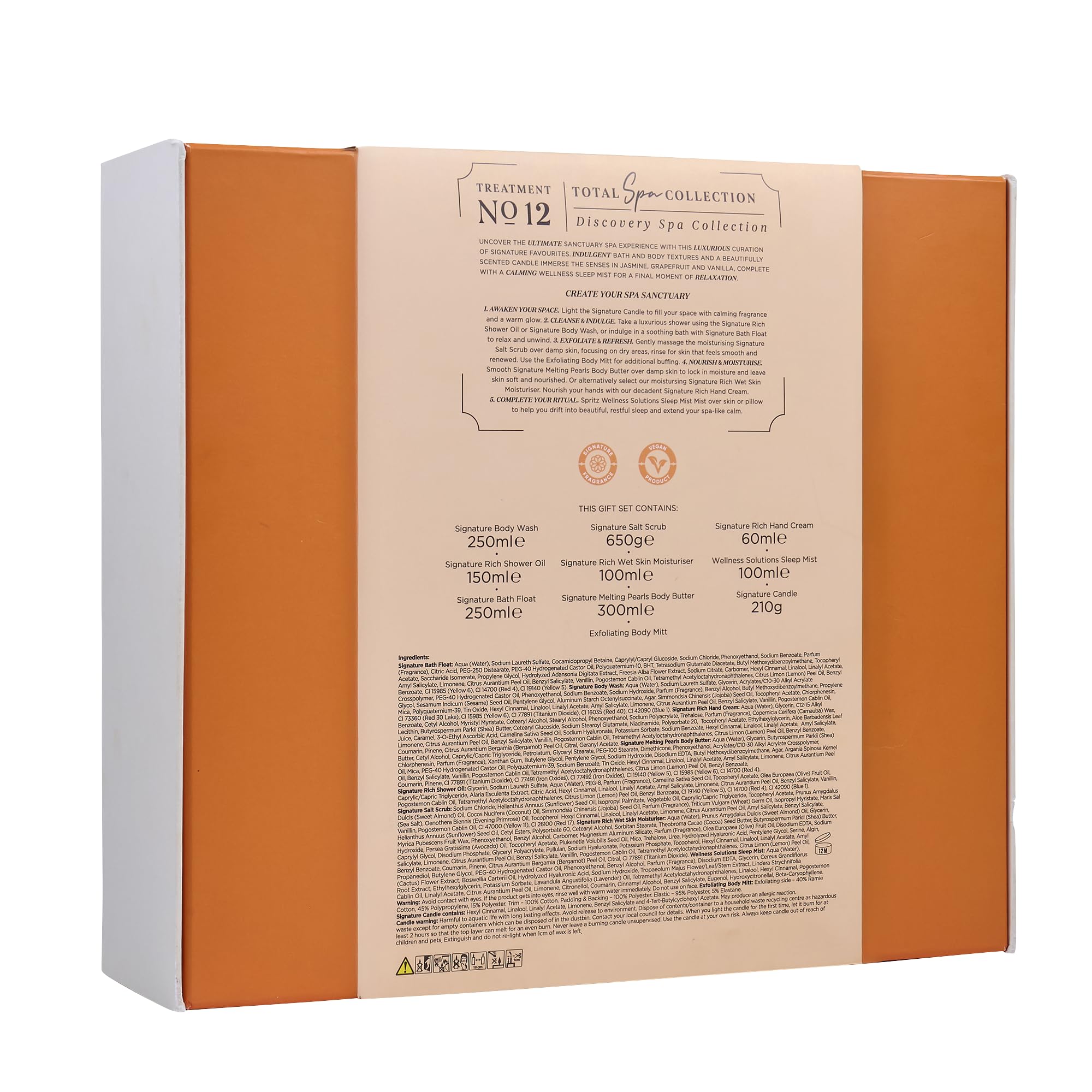 Sanctuary Spa Total Spa Collection - Set regalo da donna, 10 pezzi, set regalo per bagno e corpo, con nebbia per il sonno, bagnoschiuma, burro per il corpo, scrub, olio doccia, crema mani e candela