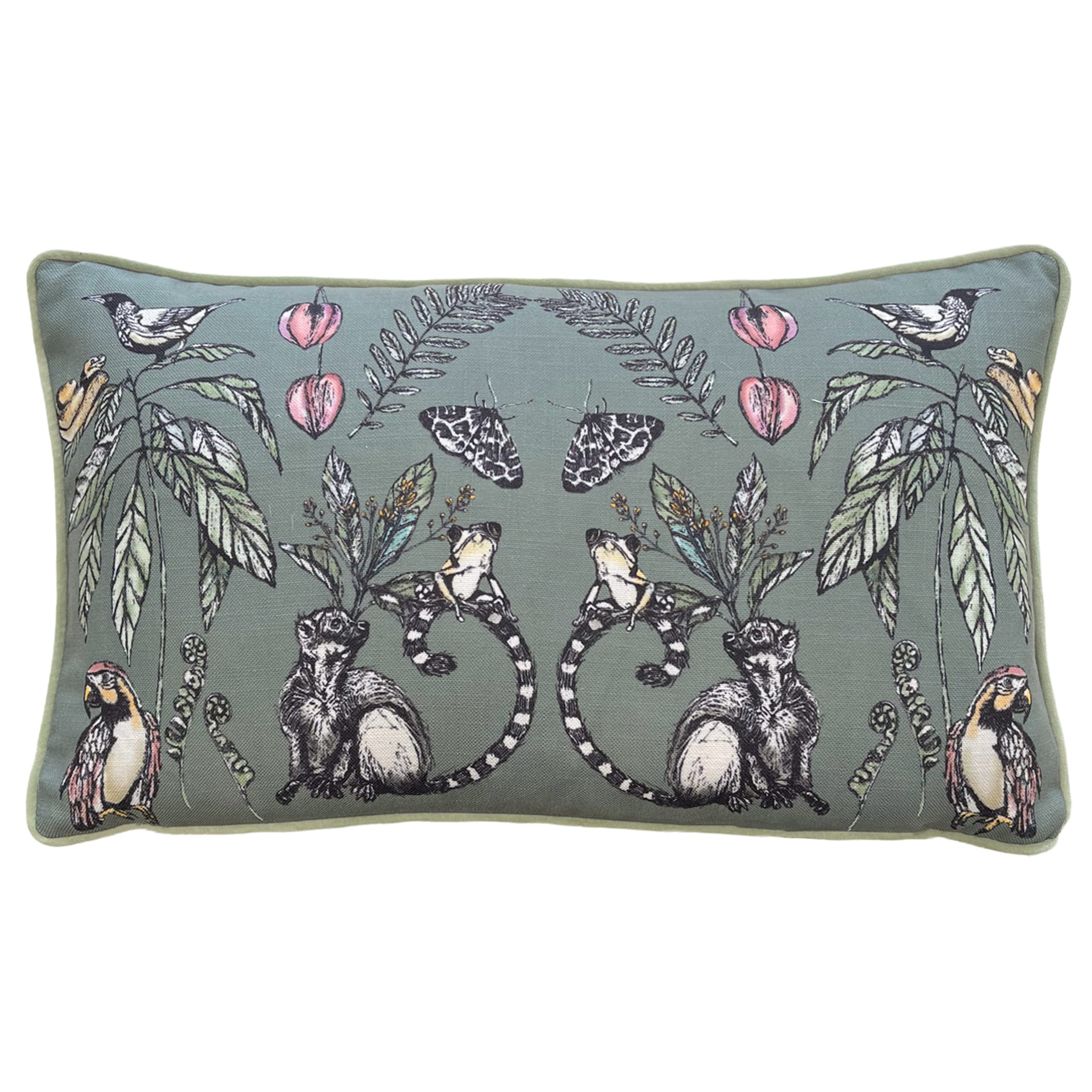 Wylder Tropics Wild Mirrored Creatures Polyester Filled Cushion Sage 5025530000000