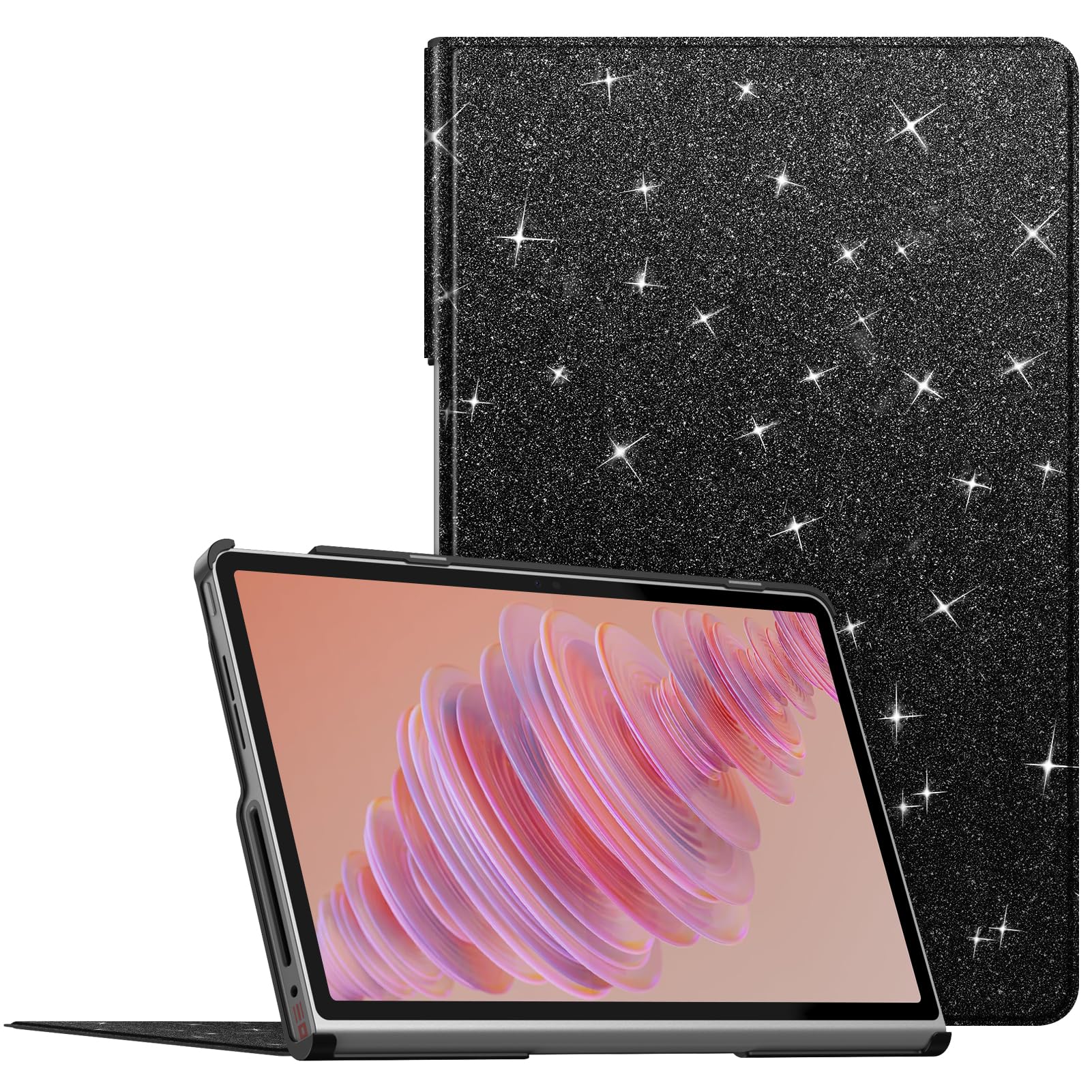 Fintie Hülle für Lenovo Tab Plus (TB351FU) 11.5 Zoll 2024 Tablet -Ultradünn Hülle mit Magnetverschluss, Glitzerndes Schwarz