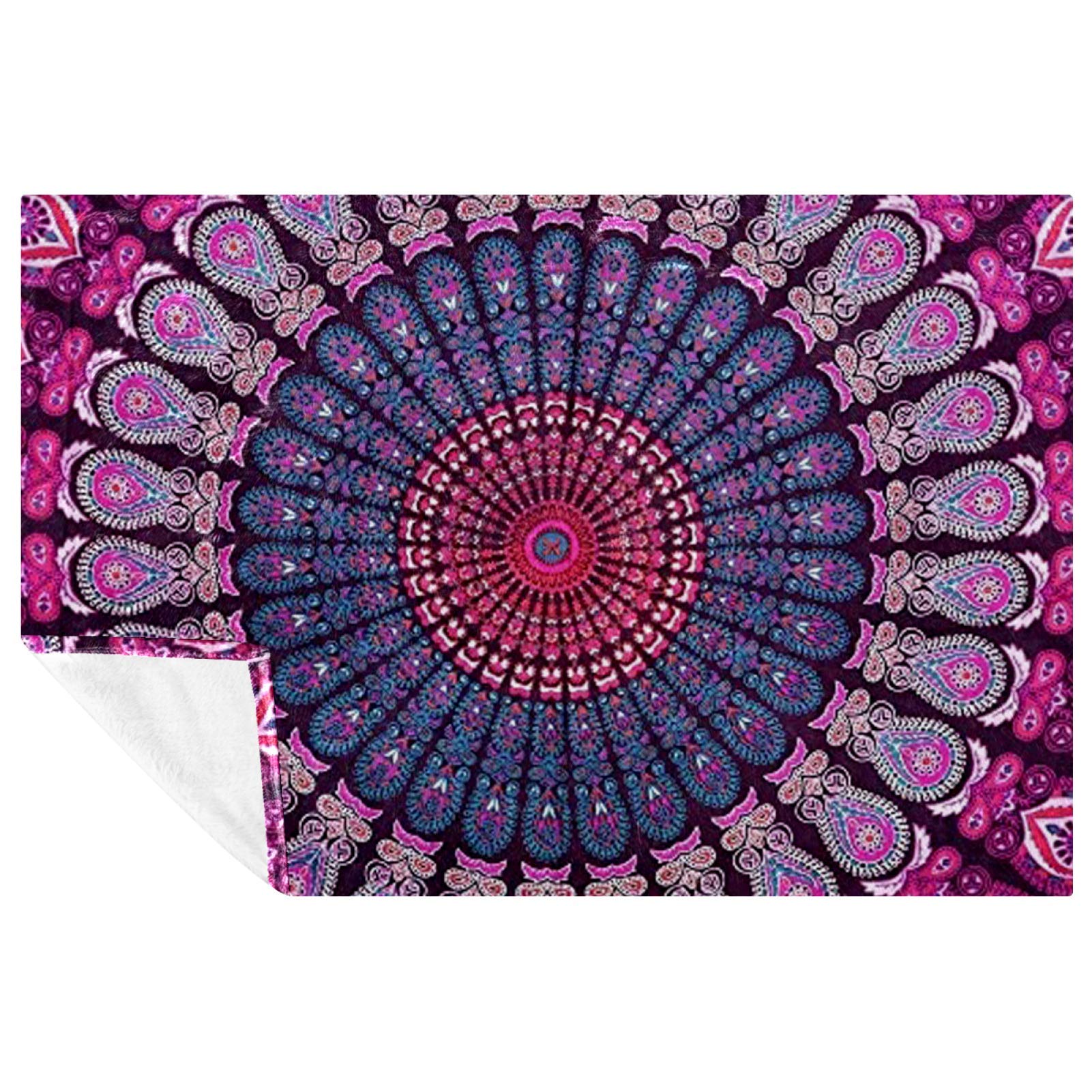 Couverture double douce chaude jeté de canapé lit mandala 150x100