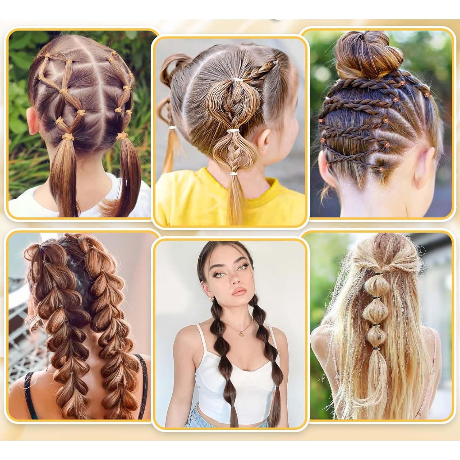 WUBAYI 2500 Gomas del Pelo Pequeñas, Gomas Invisibles Transparentes/Negras/Marrones, Horquillas Mini para Mujeres Niñas Hombres Niños, Bandas de Goma Suaves para Peinados Infantiles/Bodas