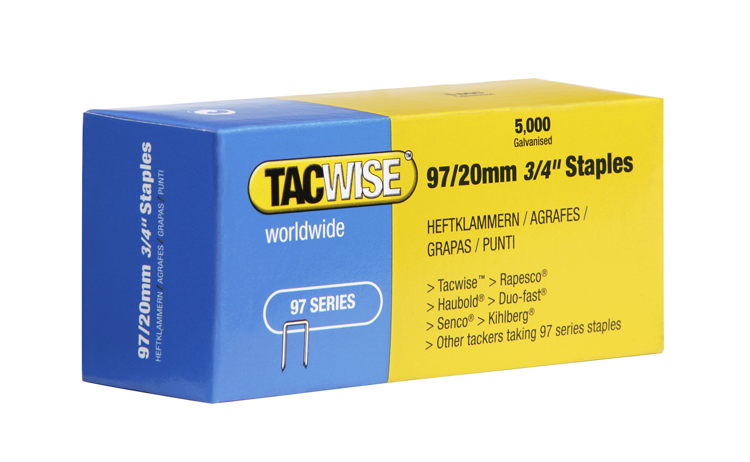 Tacwise 0304 97/20Mm Narrow Crown Staples For Staple Gun (Pack Of 5000) 5018505101363