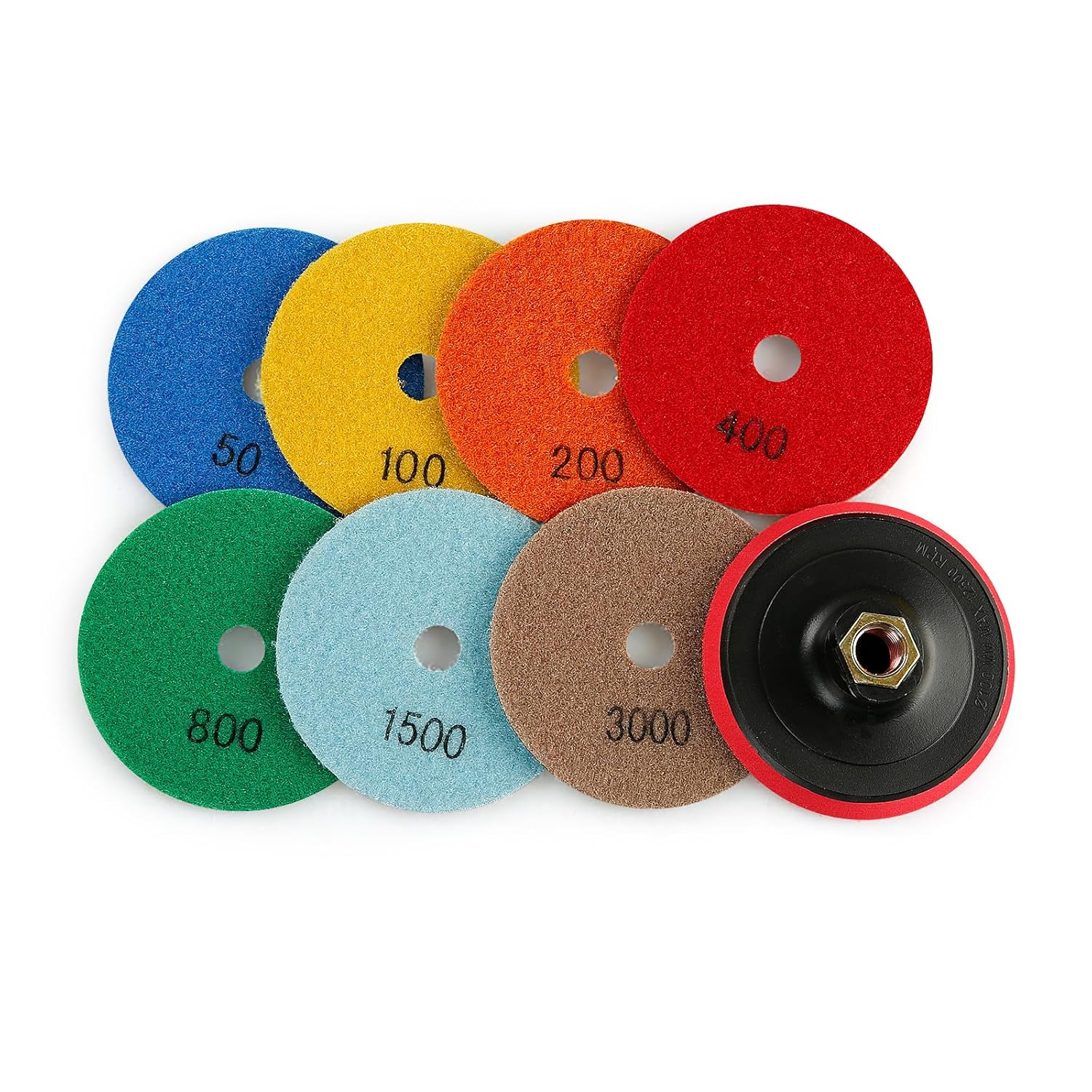LOZLIN Polishing Pads 8PCS/Set 4 Inch Dry Polishing Pad Sharp Flexible 100mm Diamond Polishing Pads for Granite Marble Stone Concrete Sanding Disc