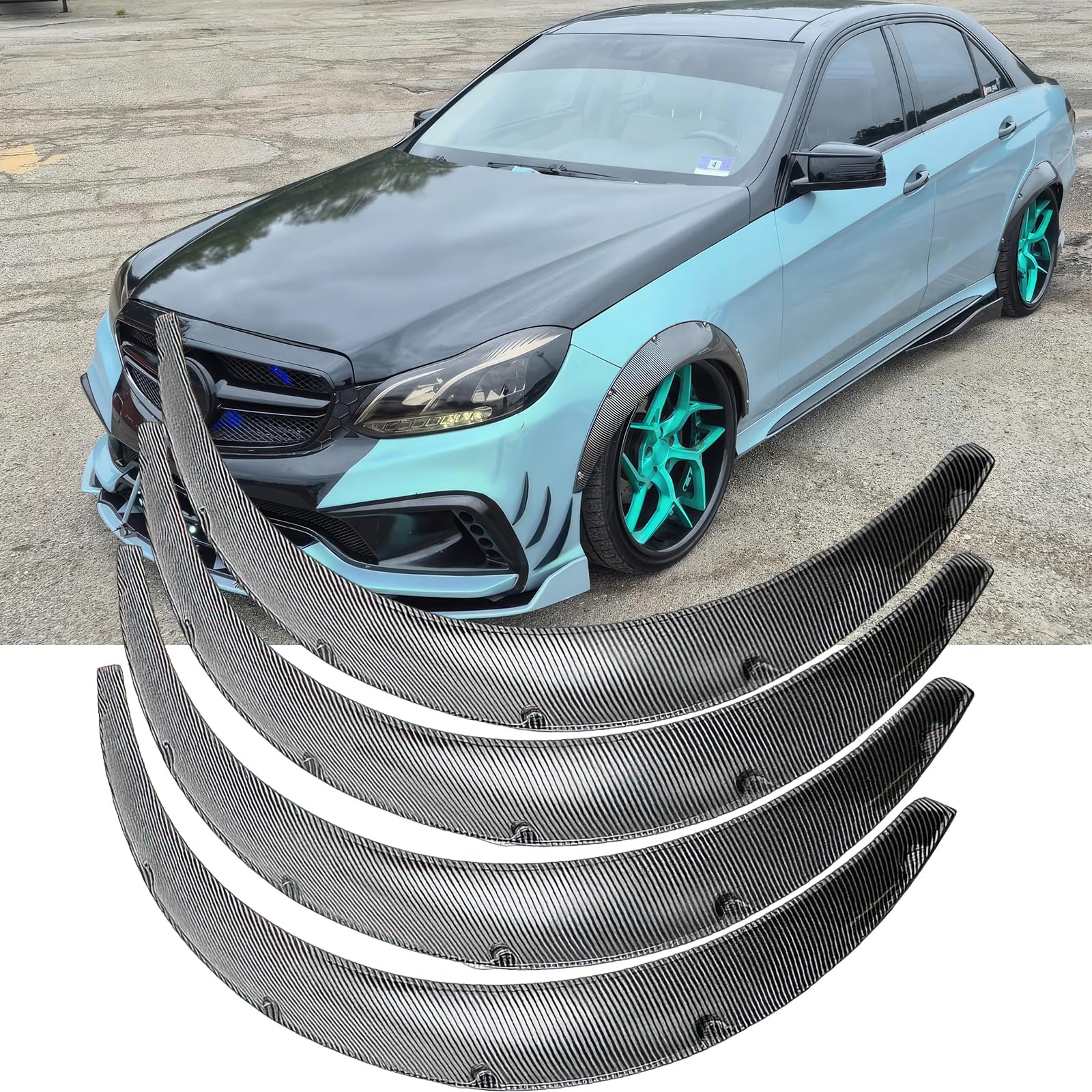 4x 35 Inch Universal Fender Flares – Wide Body Wheel Arches For Chevy Equinox & More, Black PP Plastic With Screws