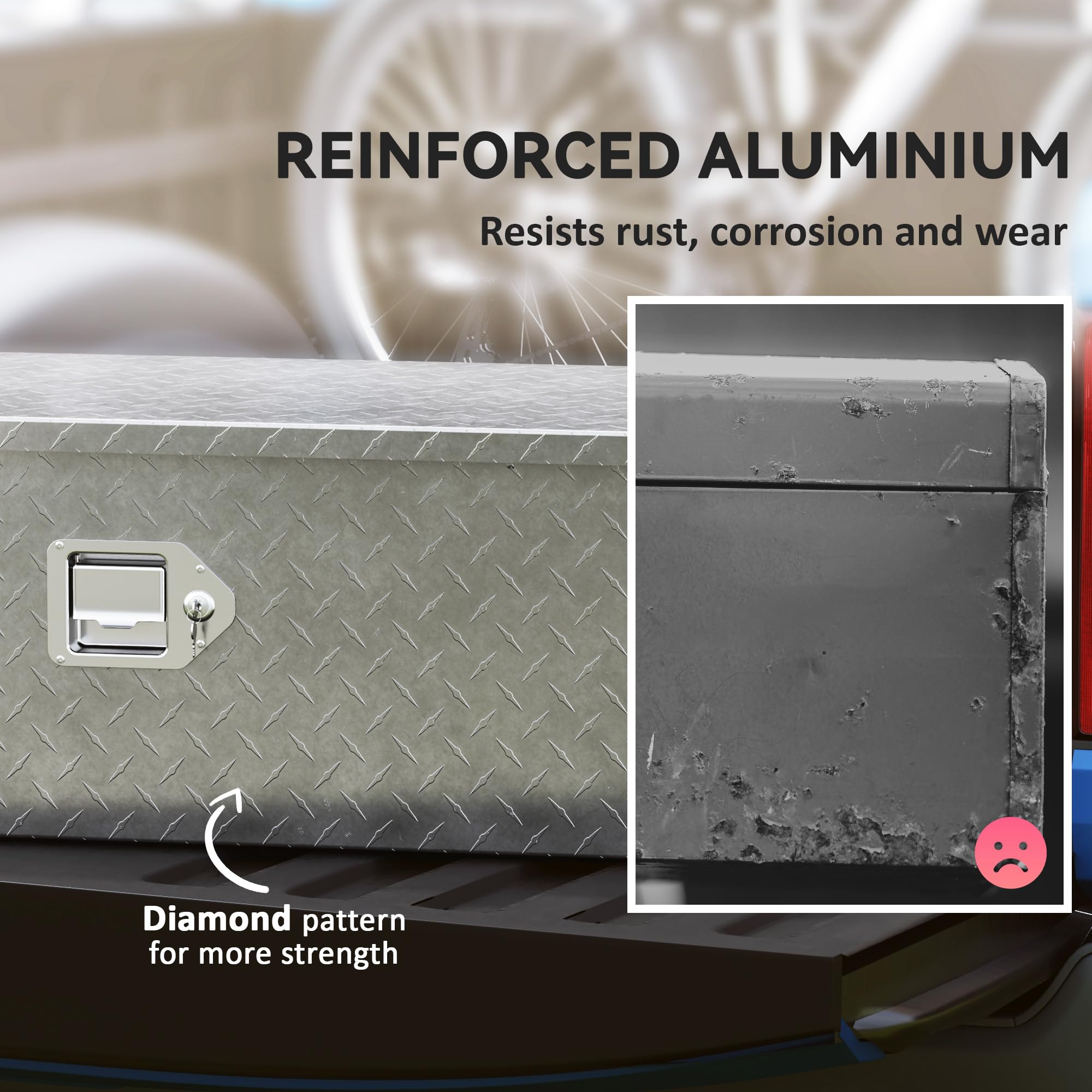 HOMCOM Gerätekasten Aufbewahrungskiste aus Aluminium 99 x 33 x 25,5 cm