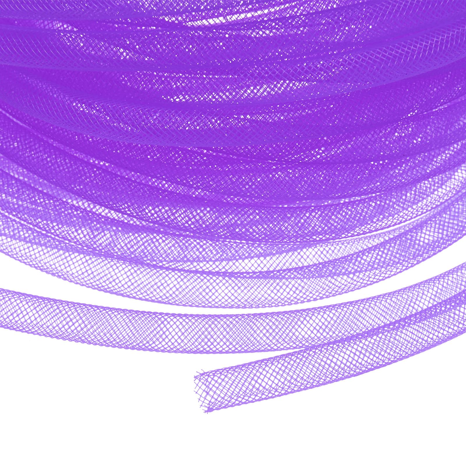 M METERXITY Mesh Tube Ribbon 25 Yards, 8mm Elastic Fabric Ribbons Mesh Tubing for Crafts/Gift Wrapping/Flower Bouquets/Wedding/Birthday/Holiday/Wreaths Christmas/Decoration[Violet]