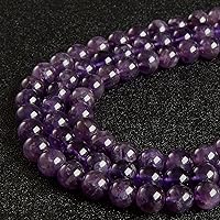 Vista 5 de 100 piezas de cuentas de amatista natural de 6 mm, cuentas de piedras preciosas redondas sueltas para hacer joyas