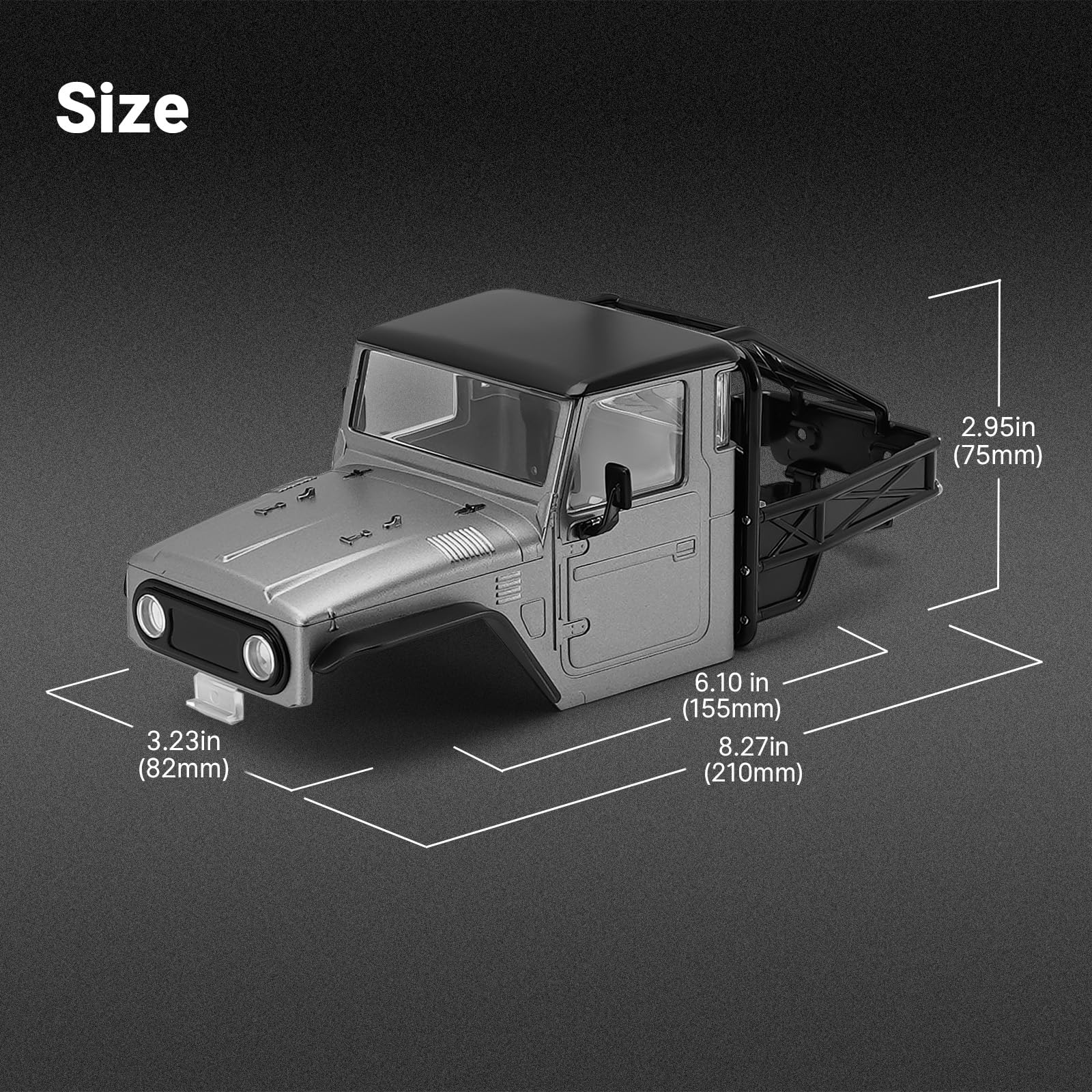 Amazon.com: INJORA 87g IR40 Truck Body Shell with Tube Cage for 1