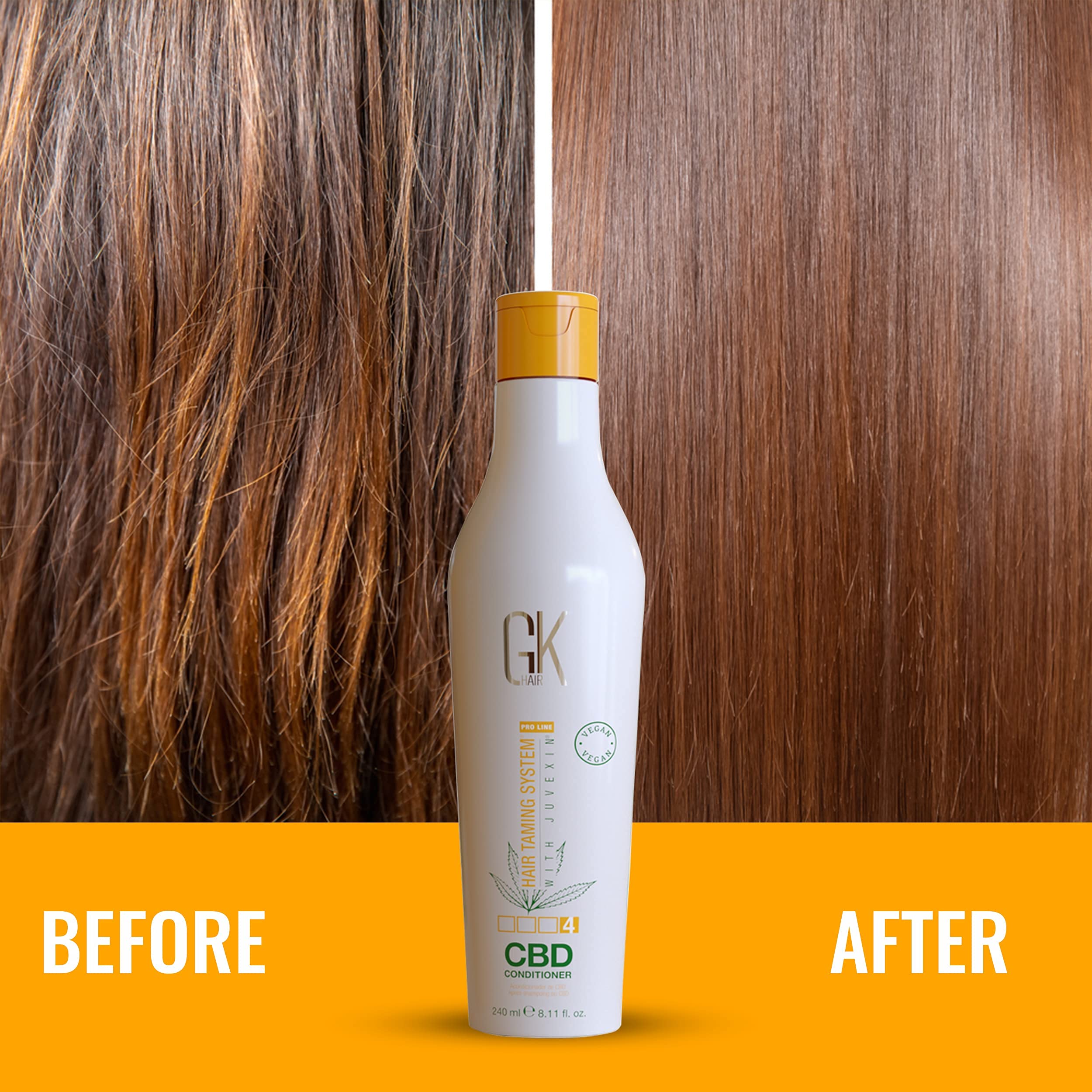 GK HAIR Global Keratin Hemp Conditioner (240ml / 8.11 FL Oz) Idratante Rinforzante Colore Trattata Riparazione danneggiata Fornisce nutrimento e lucentezza infusa Senza solfati di parabeni