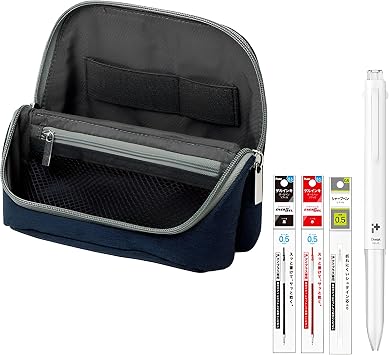 Sonic Utlim Sma-Sta Wide Mobile Standing Case and Pentel i+ Pen Body + 3 Set Refill Bundle, Workspace Bag, Converts Into Stand for Smartphone, Stationery, Tech Accessories, and More, UT-1846-K, Navy
