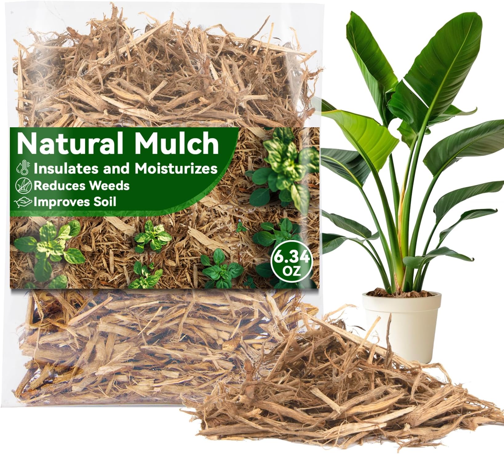MAQIHAN 6.35 OZ Wood Mulch - Poplar Tree Bark Mulch for Landscaping Outdoor Organic Wood Chips for Garden Potted Plants Garden Mulch for Indoor Patio Lawns