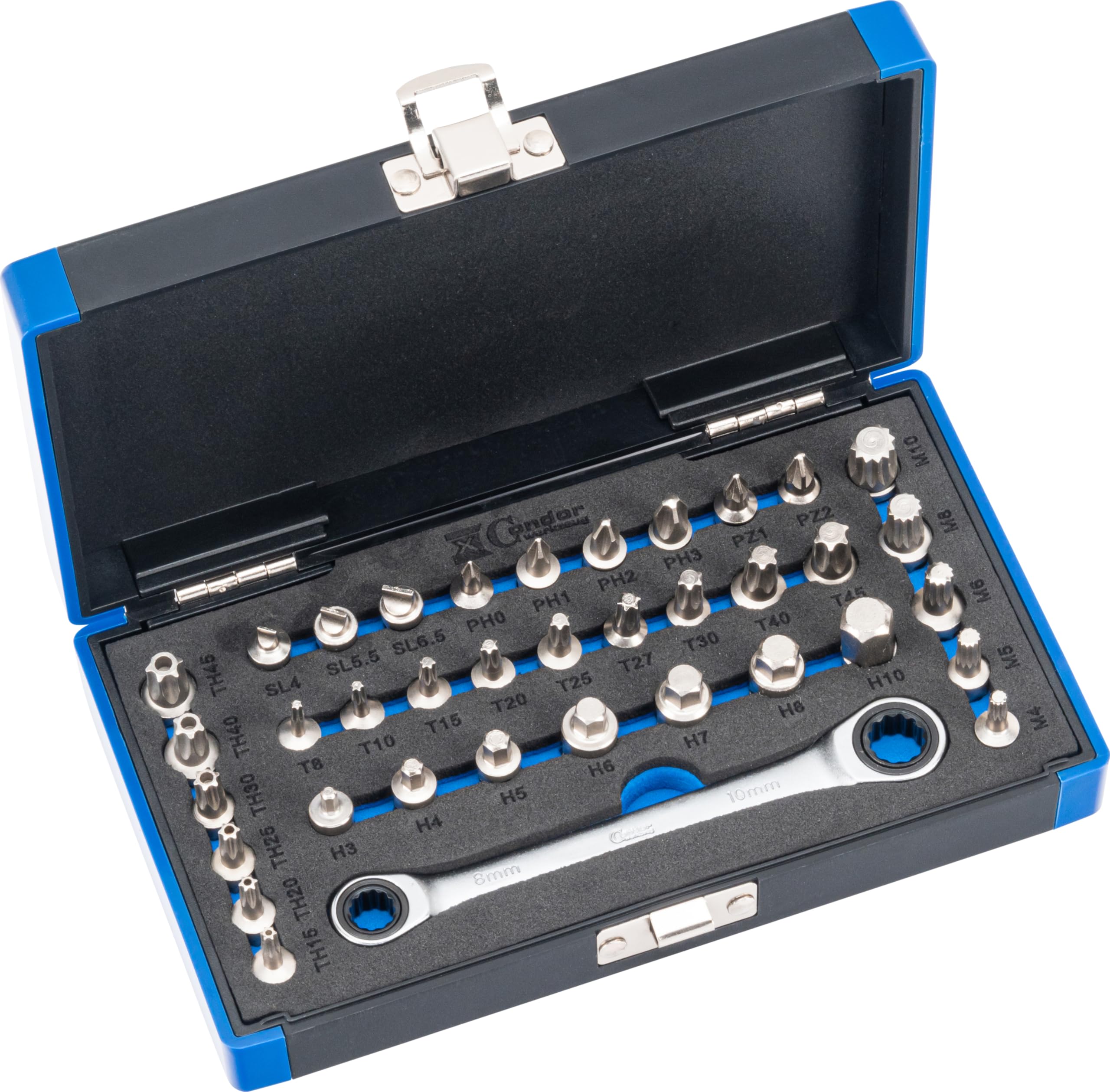 Condor Werkzeug 2137 | Engraum-Bitsortiment | 37-tlg. | 8+10 mm 6-kant | Innensechskant, T-Profil, T-Profil SLB, Vielzahn, Schlitz, Kreuz PH, Kreuz PZ