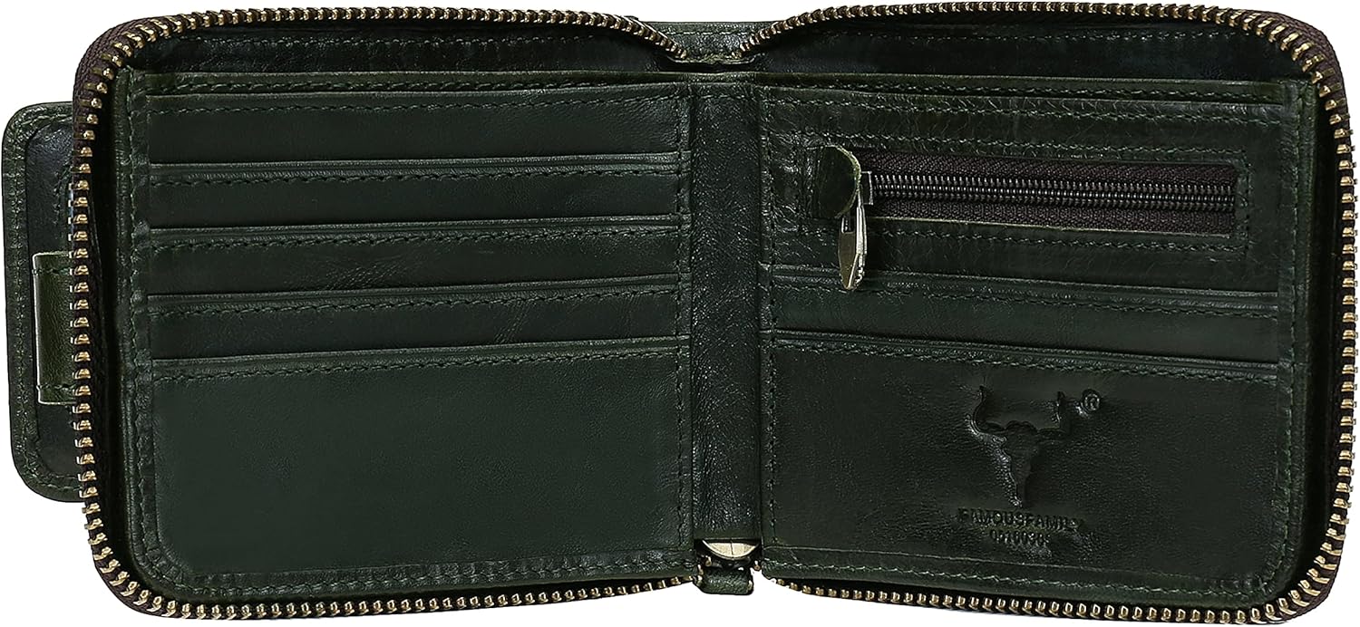 Zipper Wallet Men RFID Blocking Leather Bifold Wallets For Men - Flap ID Window Zip Coin Pocket - Big Capacity Credit Card Travel - Image 3