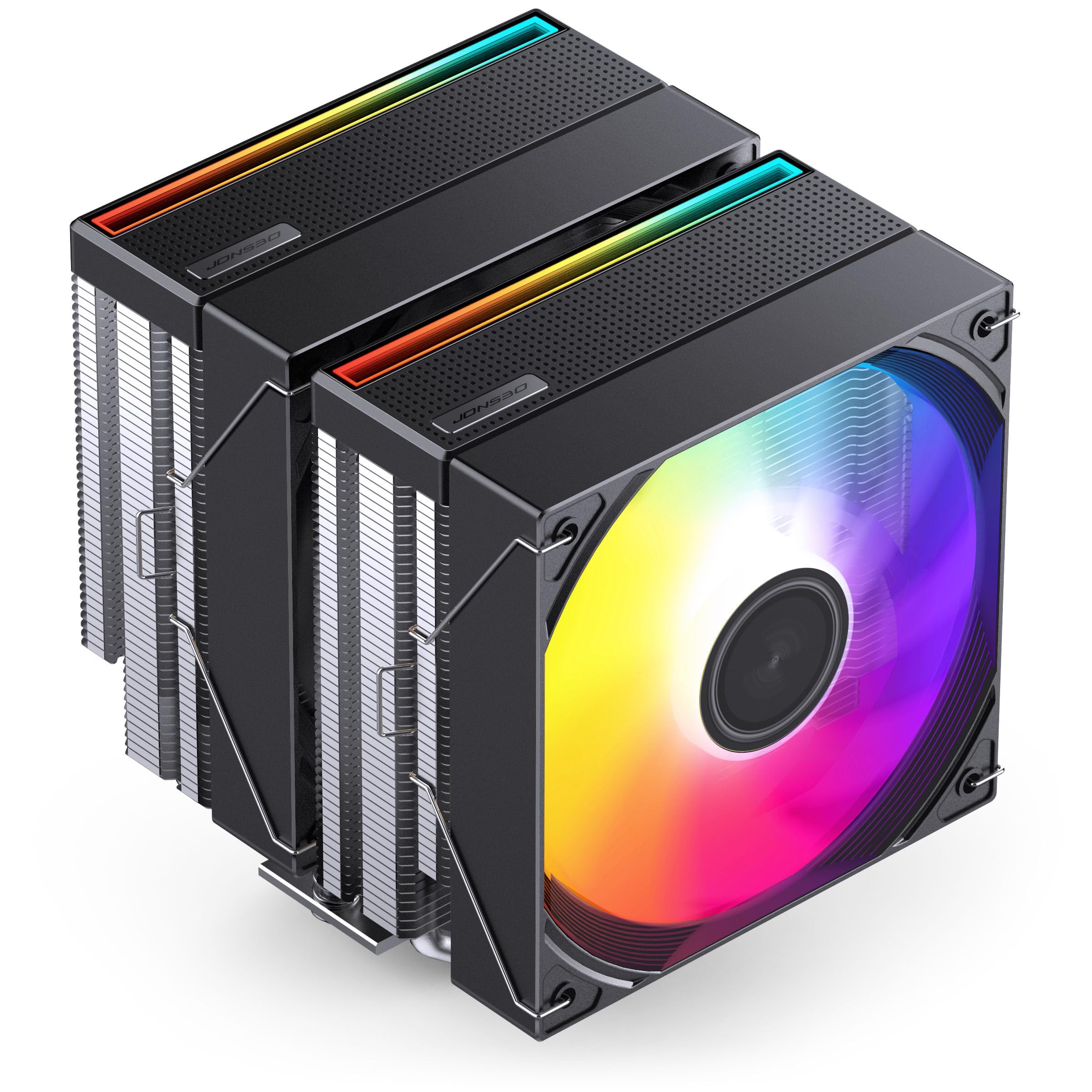 Jonsbo CB80 chłodnica procesora – czarna | Dual-Tower Cooler z 2 wentylatorami PWM 120 mm, 6 rurami cieplnymi i oświetleniem RGB