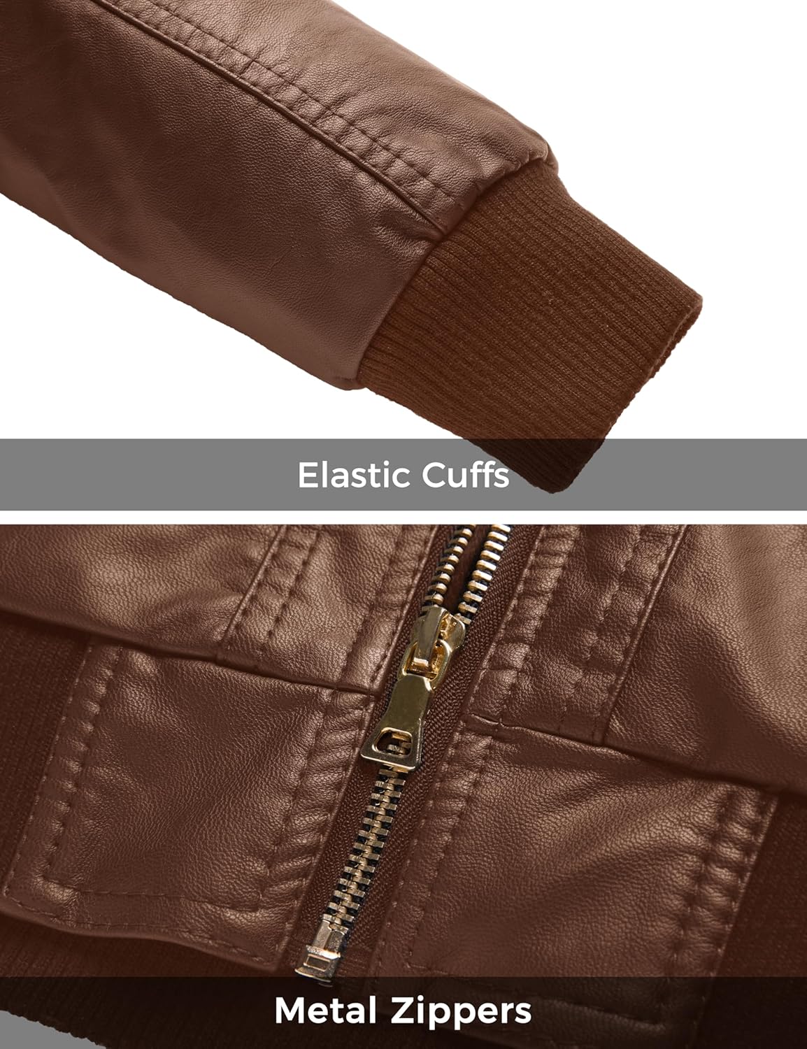 wantdo Women's Lightweight Leather Jacket Casual Motorcycle PU Biker Coat with Removable Hood - Image 7