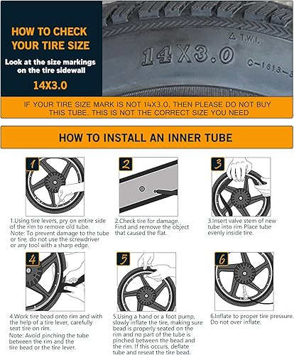Miniatura 3 de Tubo de 14 x 3.0 con válvula doblada para bicicleta eléctrica  Tubo interior de 14 x 3 con diseño grueso para bicicleta eléctrica