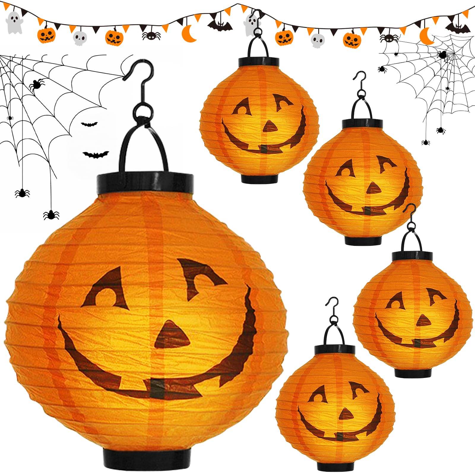 6 Lanterne Di Carta A Forma Di Fungo – 20,3 E 30,5 Cm, Per Decorazioni Natale, Halloween, Compleanni