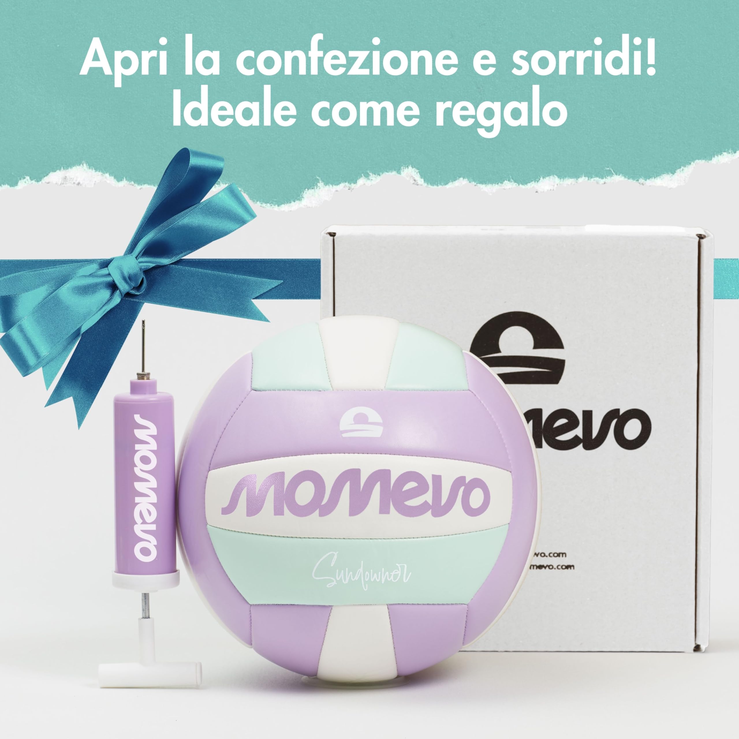 Sundowner Pallone Pallavolo - Pallone Beach Volley, Set con pompa per palloni, misura ufficiale 5, superficie morbida, ideale come regalo