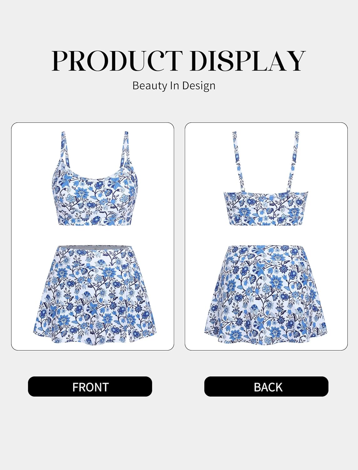 ZAFUL Women High Waisted Bikini Sets Modest Two Piece Swimsuit Sporty Push Up Bathing Suit with Swim Skirts Swimwear - Image 5