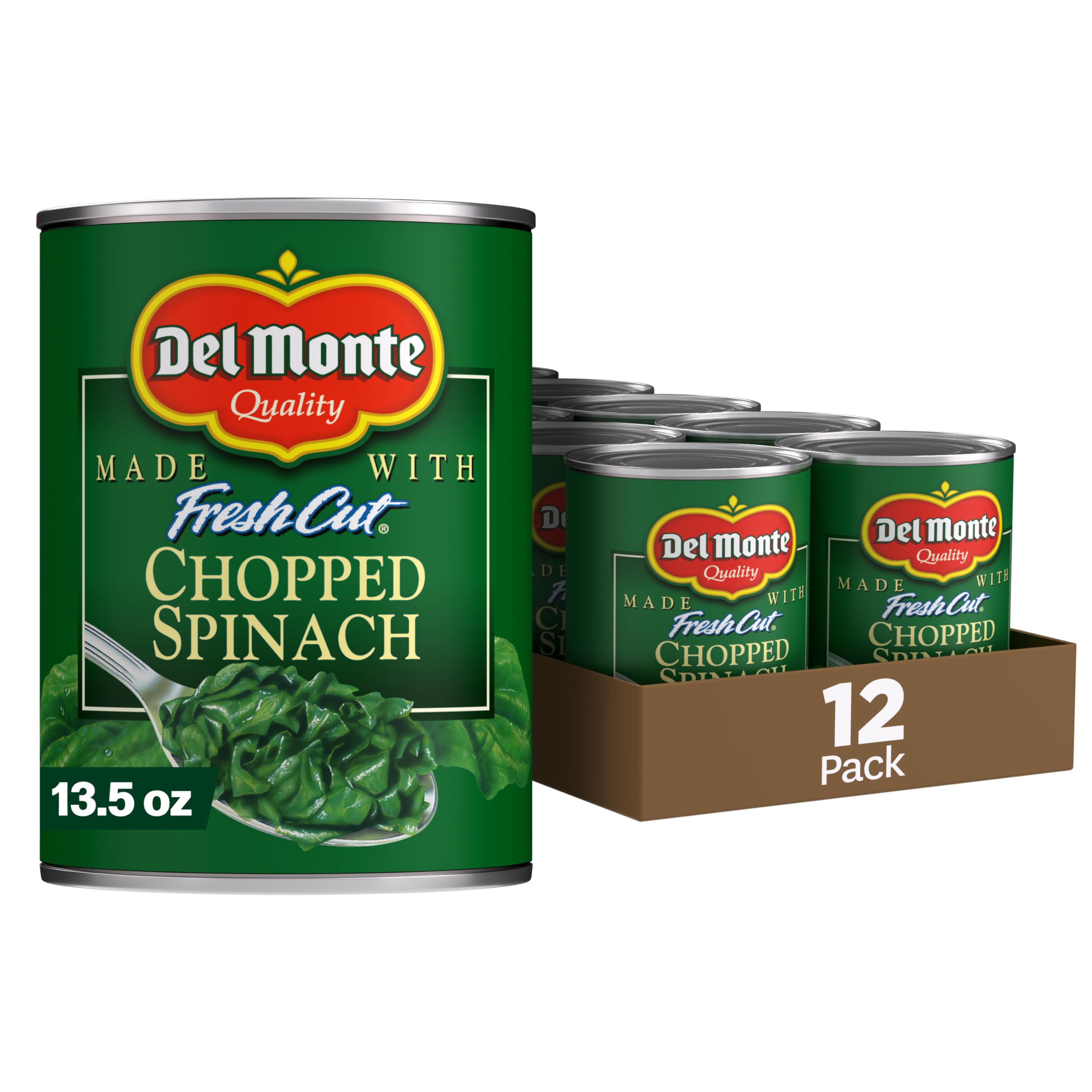 Del Monte Canned Fresh Cut Chopped Spinach, 13.5 Ounce (Pack of 12)