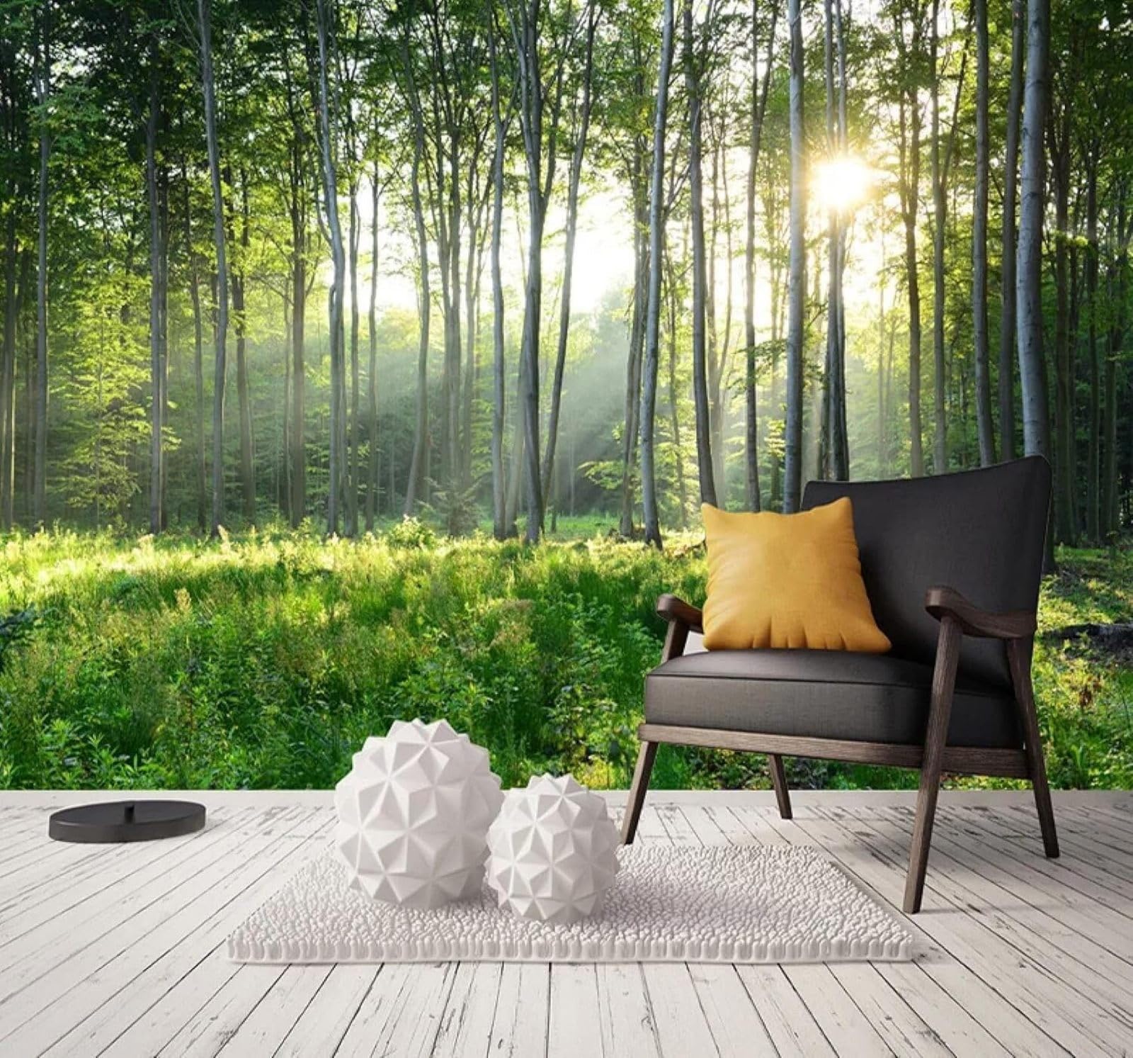 Xlming 250Cm×170Cm(B×H) Large Green Forest Grasslands Natural Scenery 3D Wallpaper Luxury Home Dining Decor Paste Sofa Living Room The Wall For Bedroom Mural-250Cm×170Cm