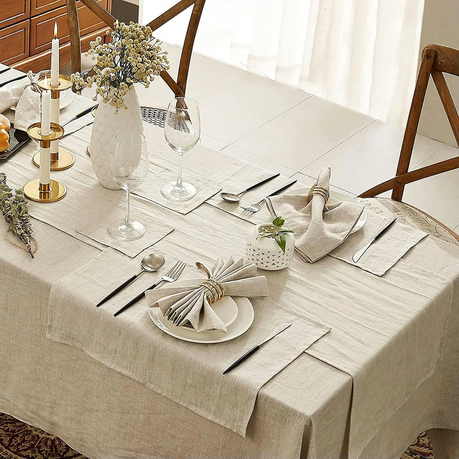 4 tovaglioli in puro lino, 40 x 40 cm, morbidi e confortevoli, riutilizzabili, accessori da cucina per matrimoni, feste di compleanno, tovaglioli di stoffa