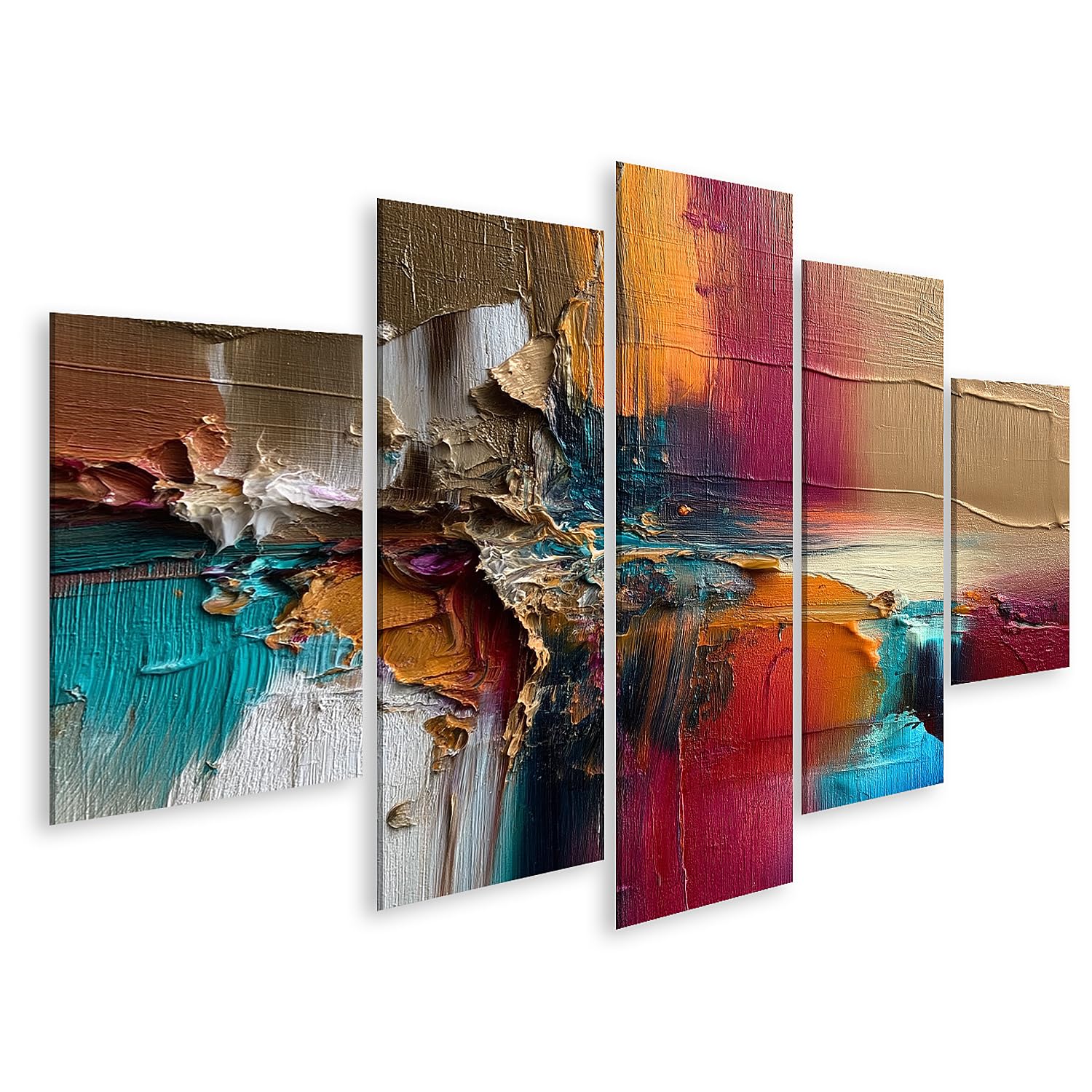 islandburner Bild auf Leinwand Faszinierende Farbexplosion Acryl-Kunstdruck Wohnzimmer für Kunstliebhaber - 5-teilig