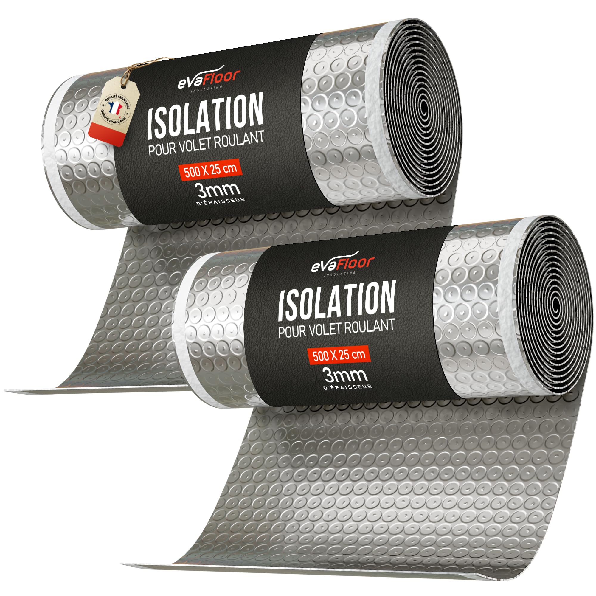 Rouleau Isolant Caisson Volet Roulant Autocollant 5m x 25 cm | Isole Froid, Chaleur et Courants d’Air | Économie d’Énergie & Confort Amélioré (Pack 2)