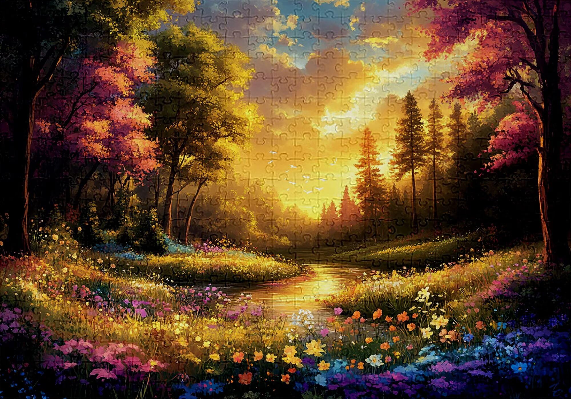 Puzzle 3000 elementów leśnych puzzle dla dorosłych kwiaty 122 x 81 cm Unikalne rzemiosło klasyczne 3D drewniane układanki do rodzinnych gier aktywnych, układanka do samodzielnego wykonania nawet do