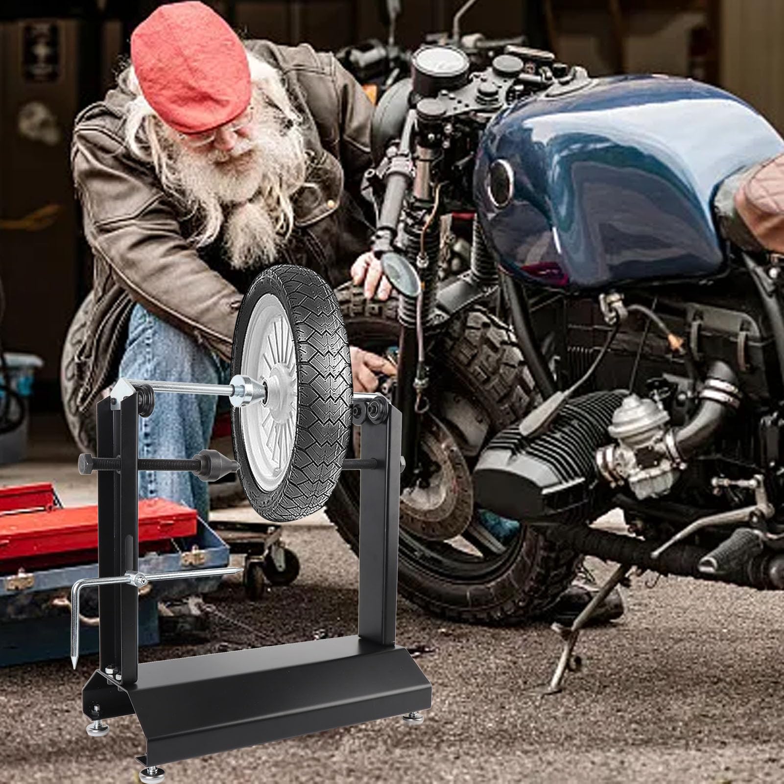 Equilibrador de Ruedas de Motocicleta con Puntero de Entrenamiento Ajustable Equilibrador de Neumáticos de Servicio Pesado Soporte para Bicicleta de Cross Deportiva