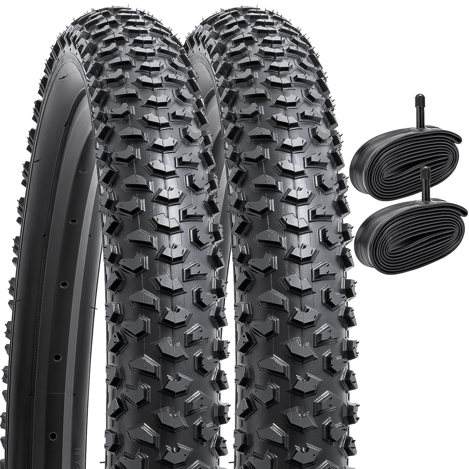 YunSCM 2 neumáticos de bicicleta de 16 pulgadas de 16 x 2.125/57-305 y tubos de bicicleta de 16 pulgadas, válvula Schrader compatible con bicicletas de montaña/todoterreno de 16 x 2.0 16 x 2.10 16 x
