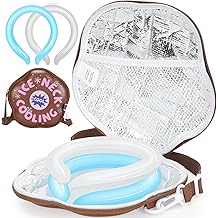 2Pcs Neck Cooling Tube with Insulated Bag, Reusable Cooler Ice Neck Ring Warps, Ice Pack for Wearable Stay Cool for Hot Weather, Summer, Outdoors, Sports, Work(Blue, White)