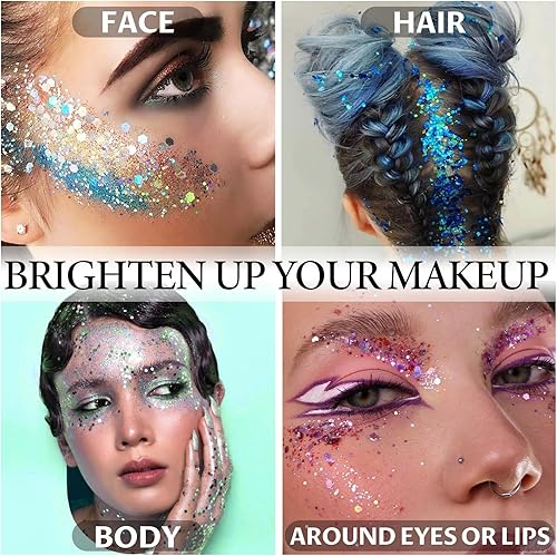 Miniatura 2 de Gel de purpurina corporal, gel de purpurina facial de 1.26 oz, gel de purpurina intensa para Halloween, Pascua, Acción de Gracias, Navidad,