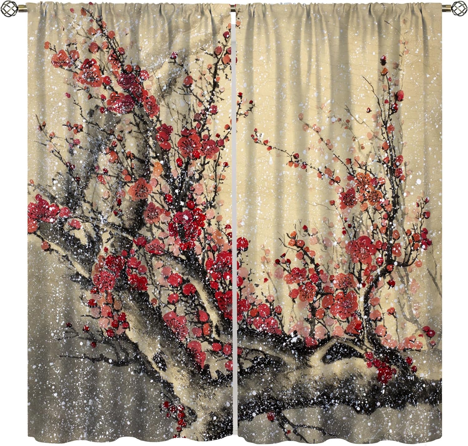 Rideaux isolants hiver pour salon et chambre d'enfant paysage neige