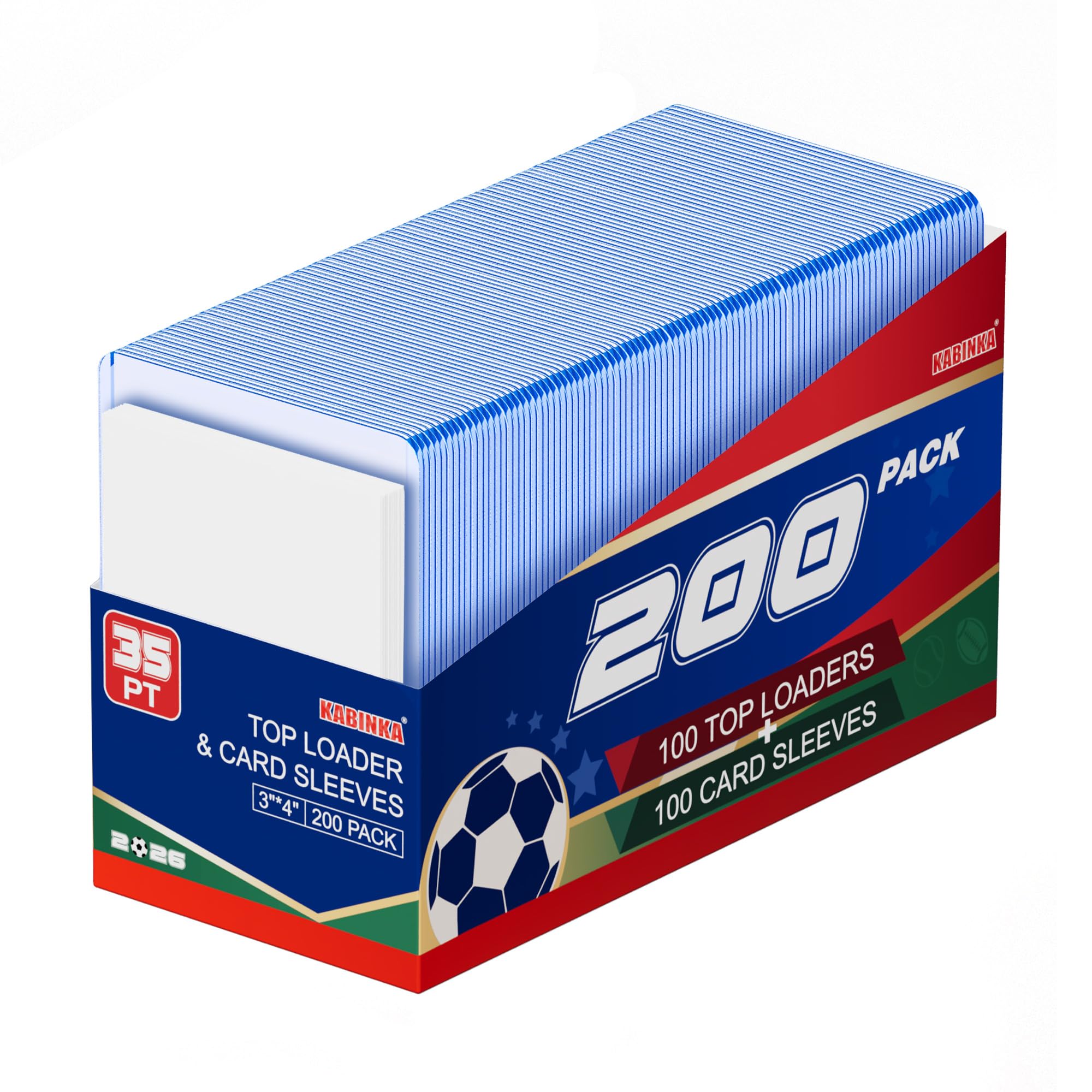 Kabinka 200 Card Sleeves Top Loaders for Cards,3"x4"Baseball Card Protector