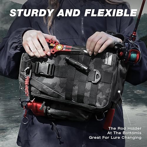 Miniatura 5 de Ghosthorn - Mochila de almacenamiento para aparejos de pesca exteriores, mochila de hombro, bolso para equipo de pesca