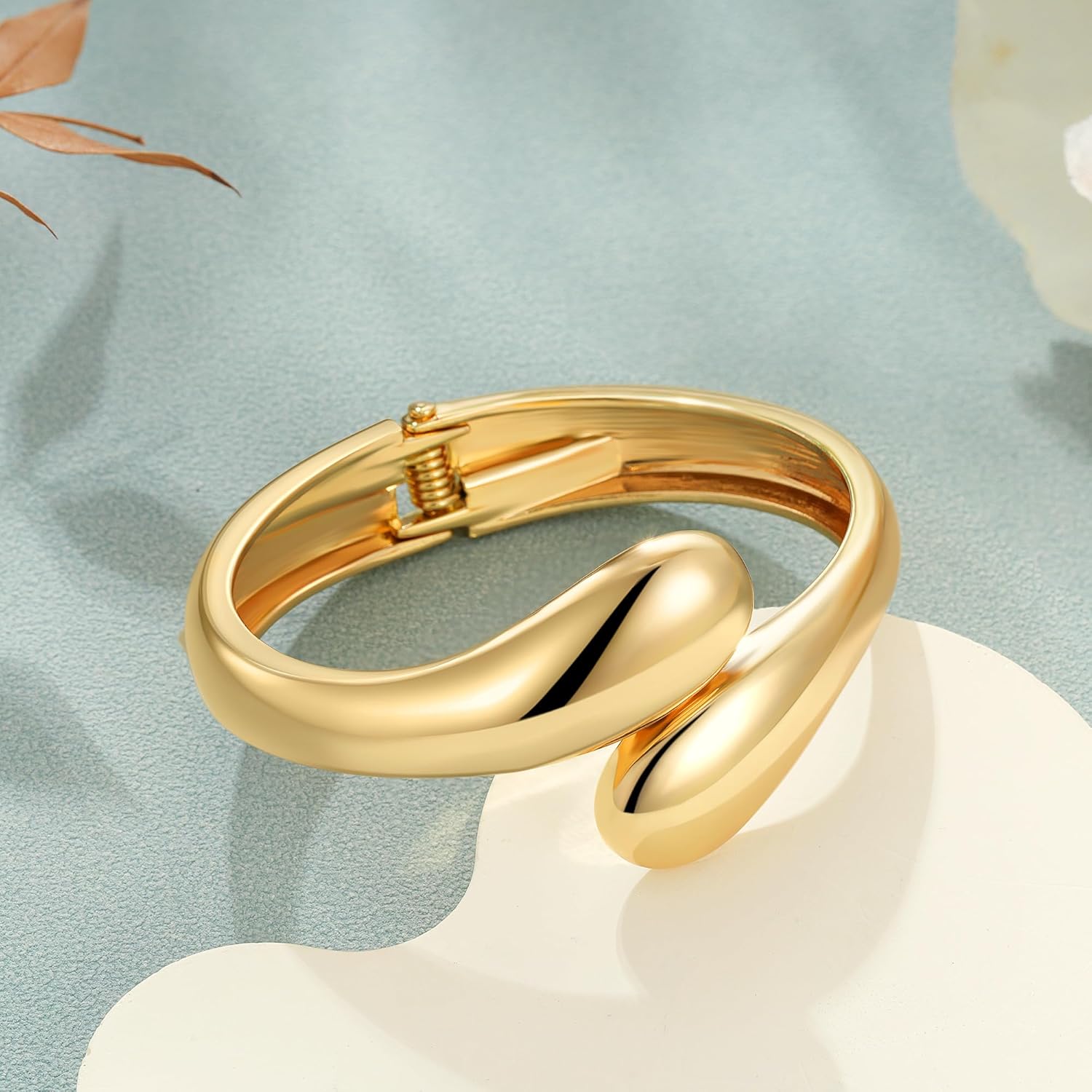 Gold Bangle Bracelets for Women Teens, 14K Gold Plated Chunky Cuff Bracelets Trendy Adjustable Twist Cuff Bracelets Jewelry Gifts - Image 6